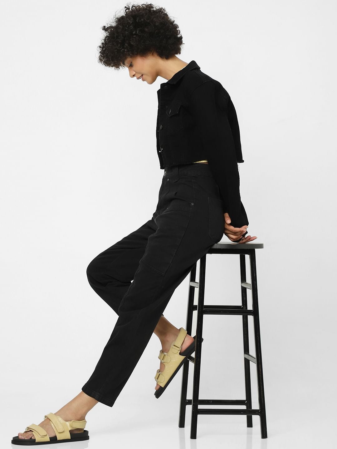 Black High Rise Carrot Fit Jeans