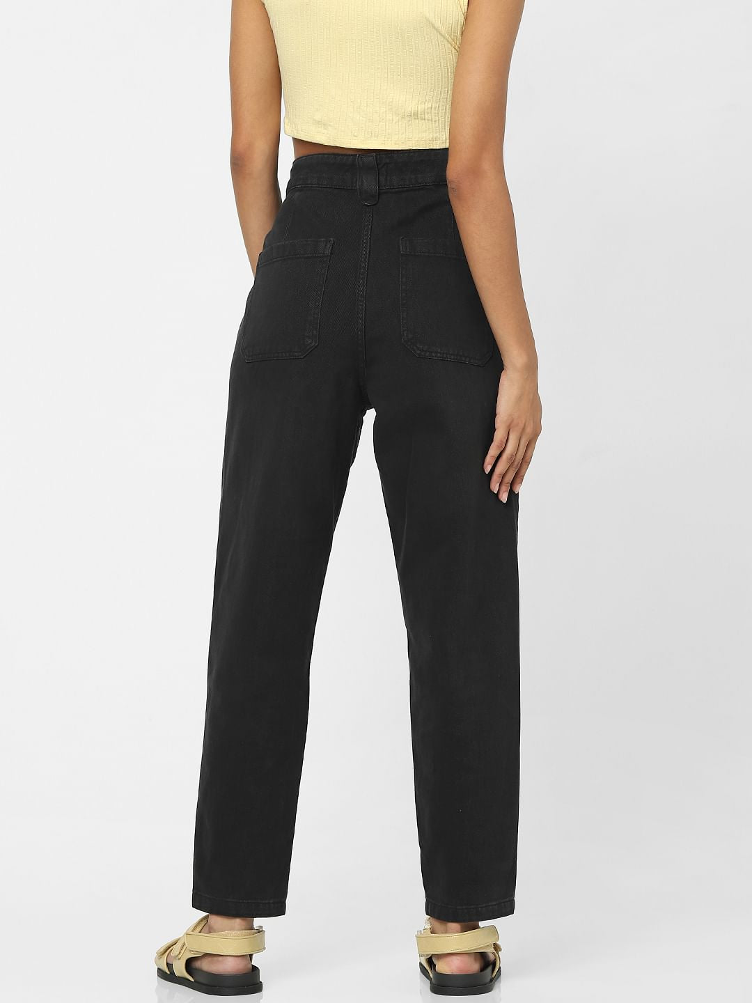 Black High Rise Carrot Fit Jeans