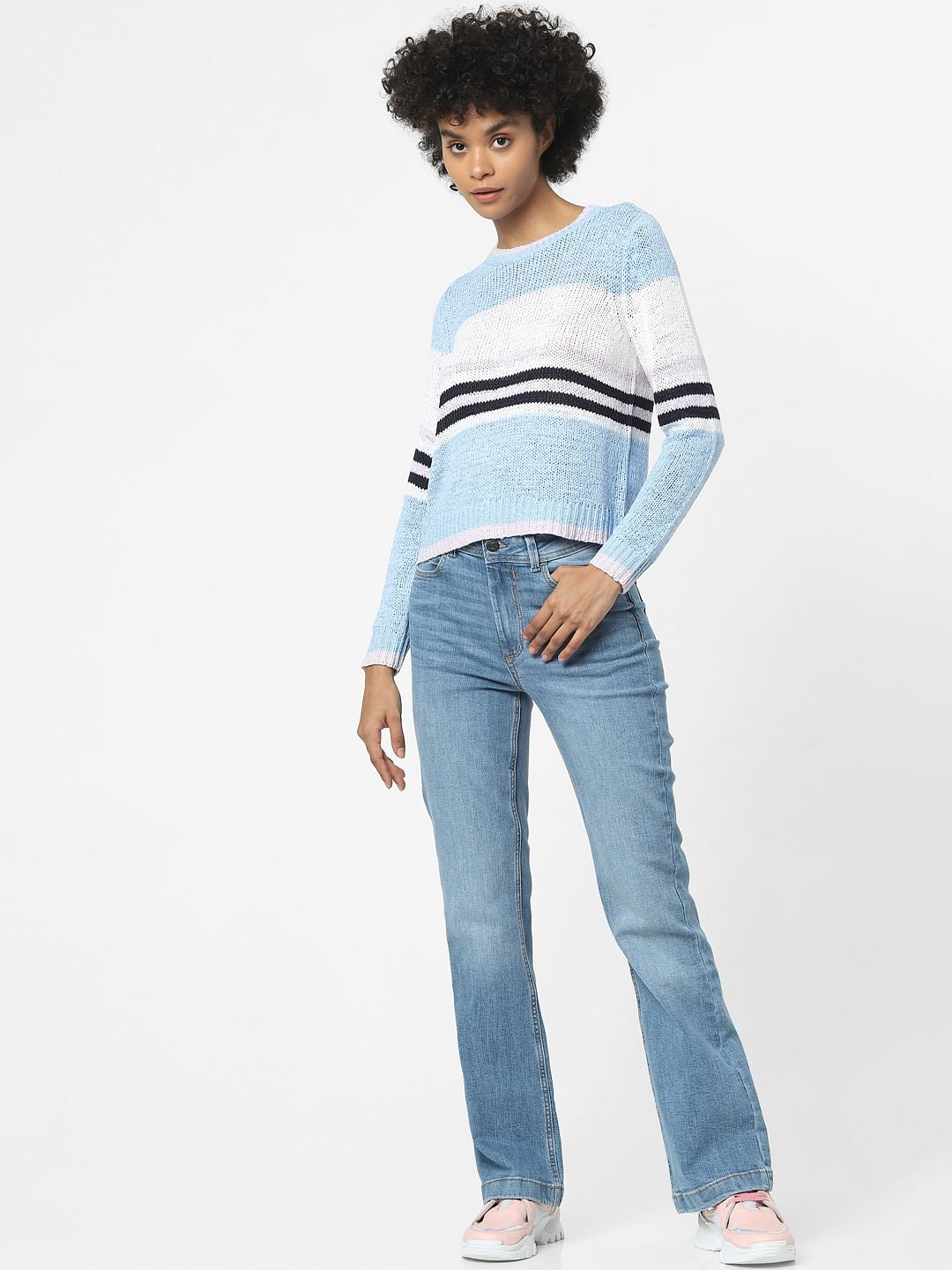 Blue Colourblocked Pullover