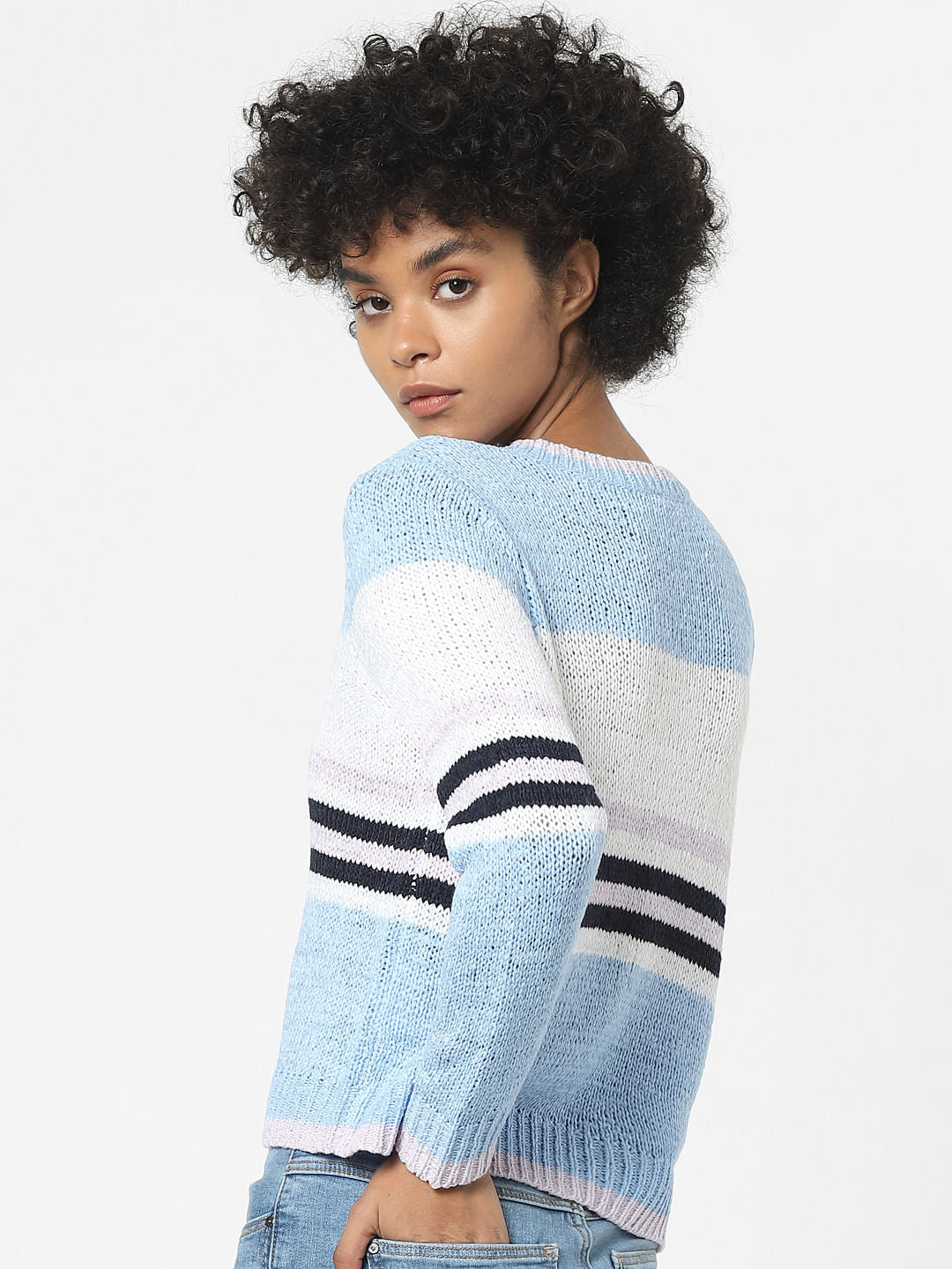 Blue Colourblocked Pullover