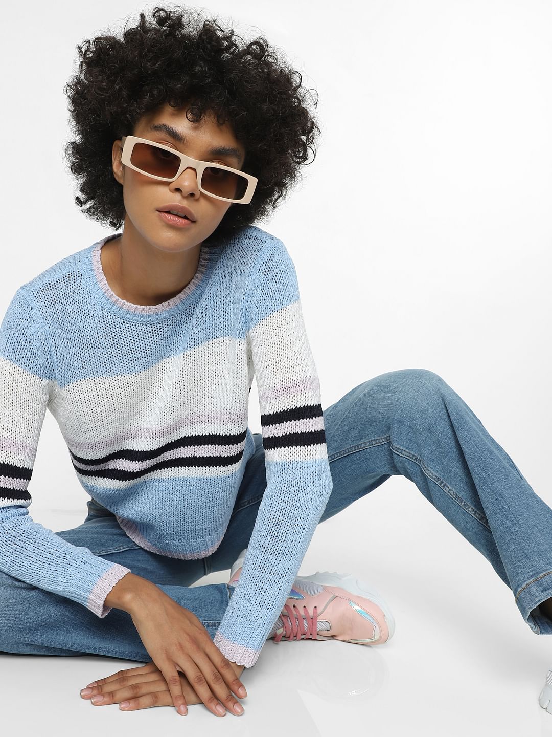 Blue Colourblocked Pullover