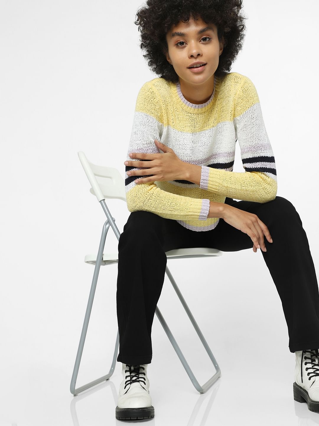 Yellow Colourblocked Pullover
