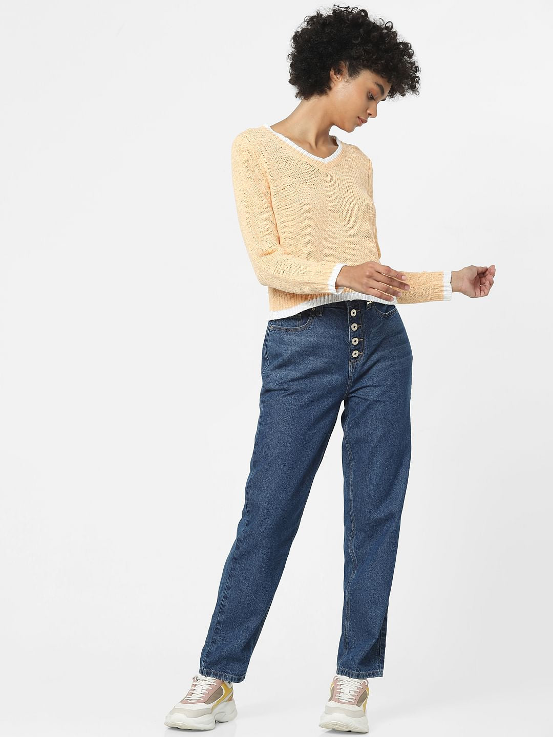 Peach V-Neck Pullover