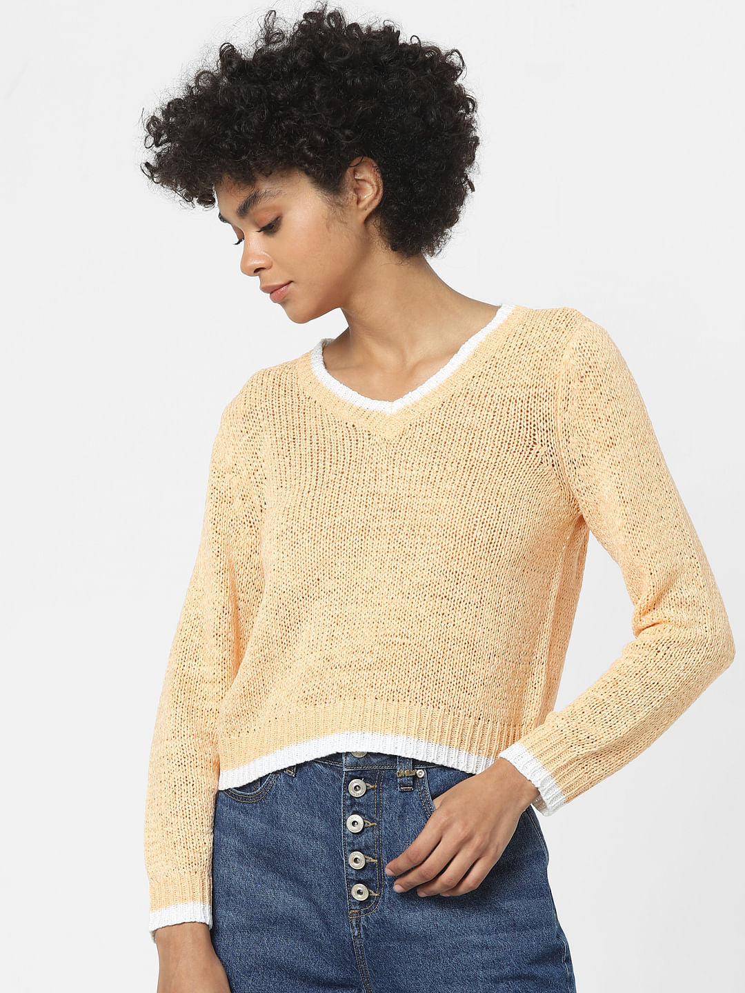 Peach V-Neck Pullover