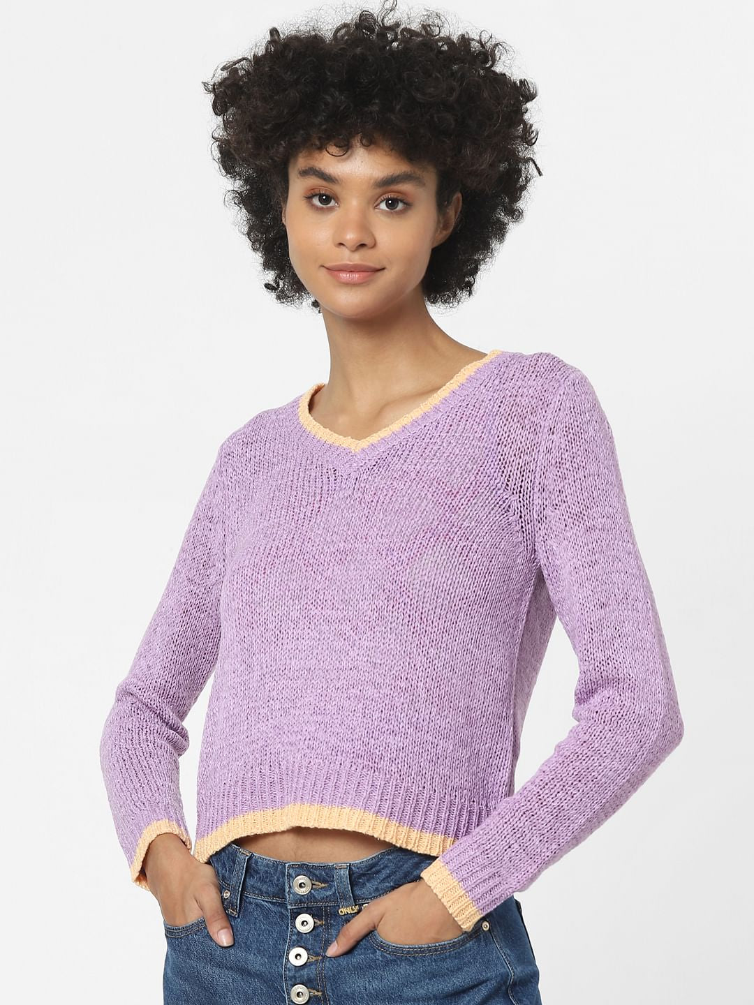 Purple V-Neck Pullover