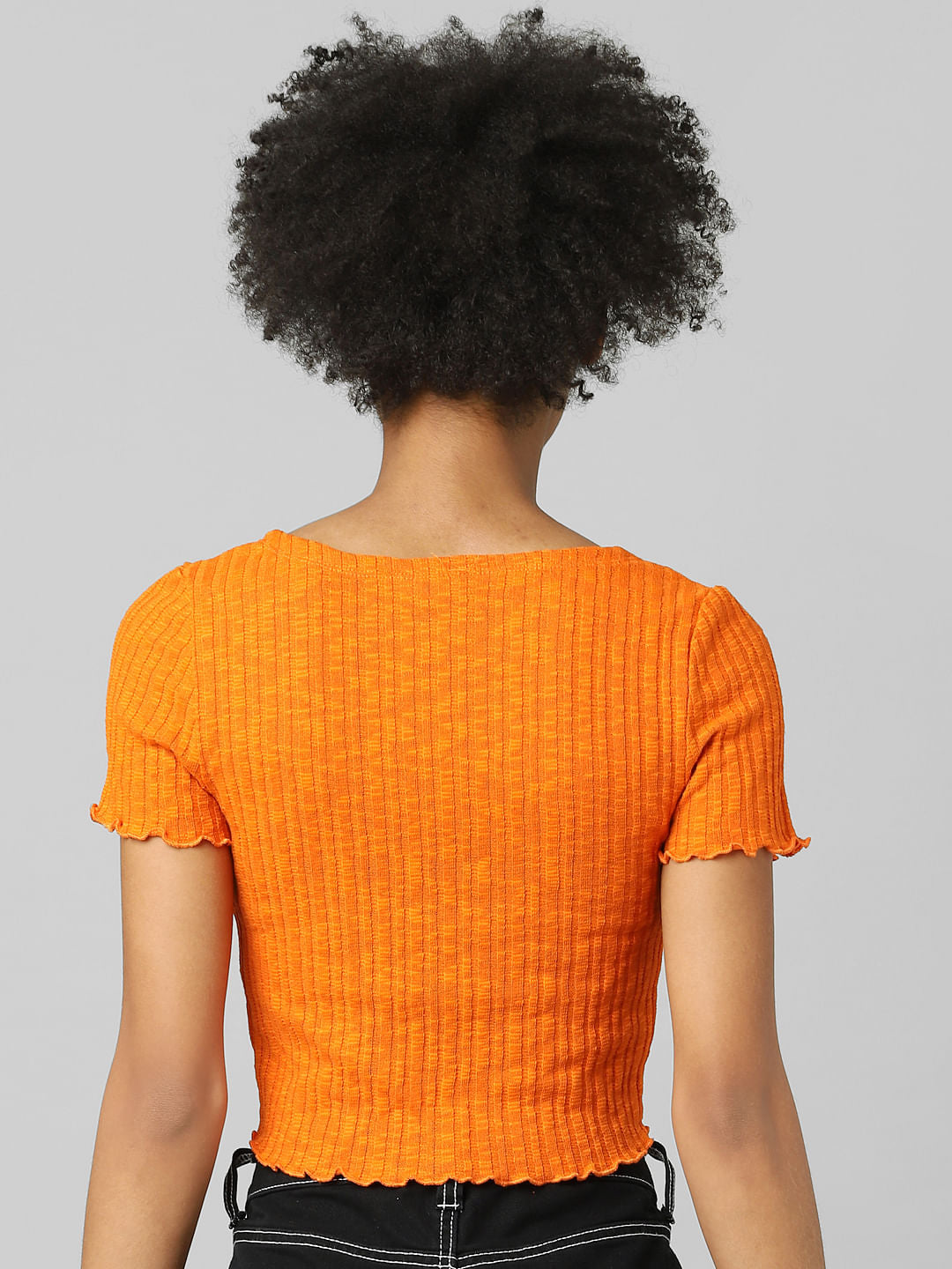 Orange Cropped Tie-Up Top