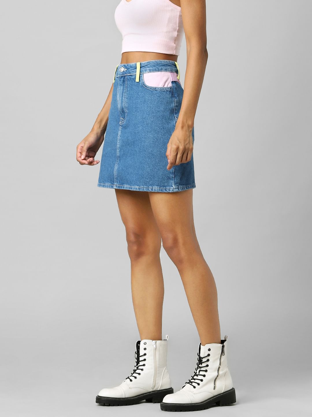 Blue High Rise Co-Ord Denim Skirt