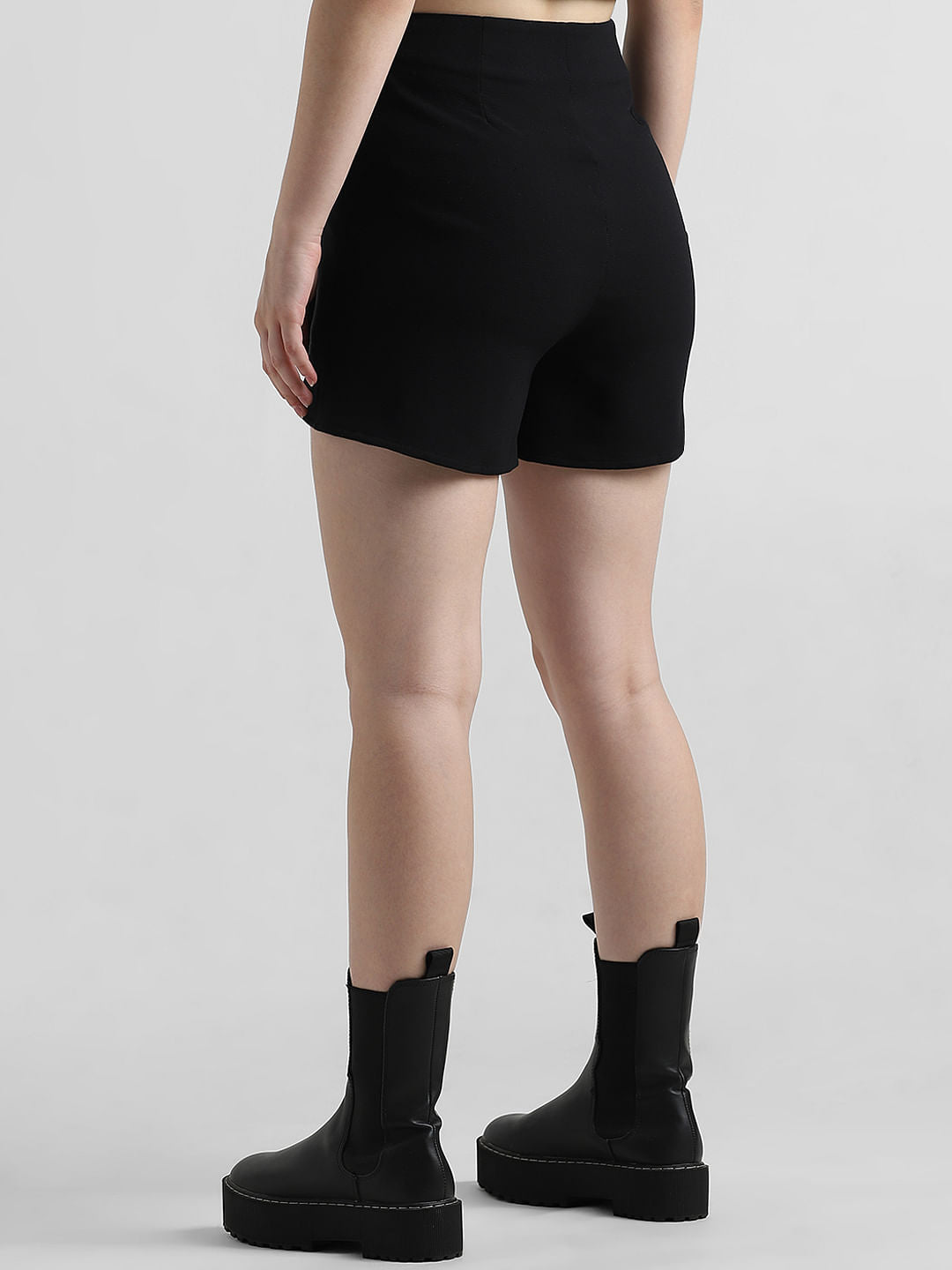 Black High Rise Asymmetric Skorts