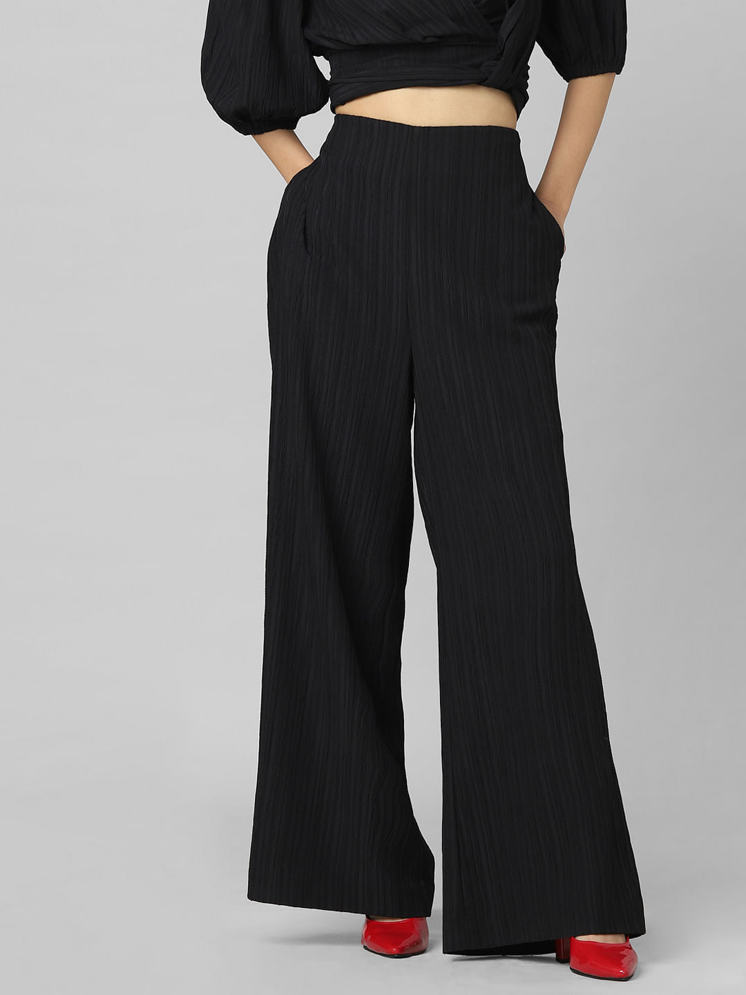 Black High Rise Wide Leg Co-Ord Pants