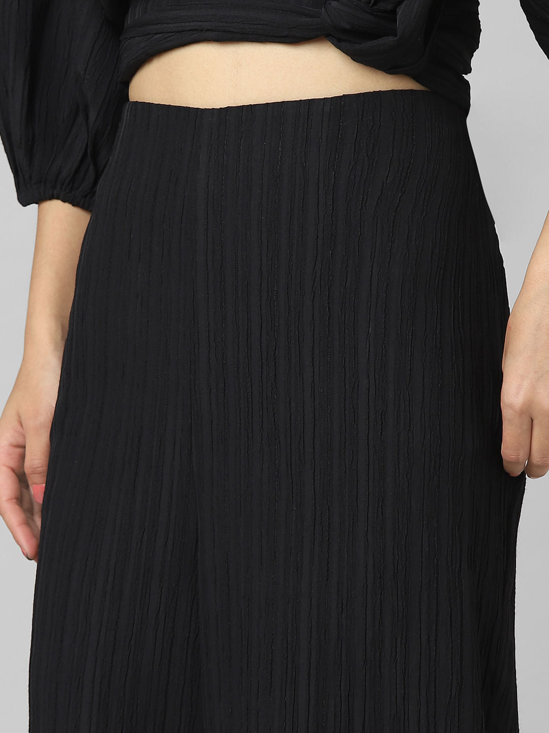 Black High Rise Wide Leg Co-Ord Pants