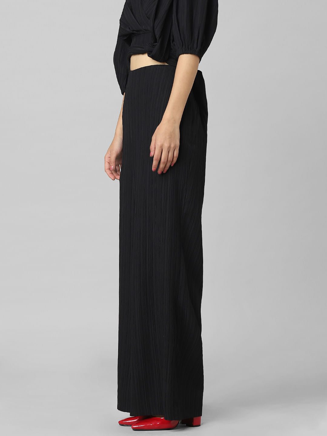 Black High Rise Wide Leg Co-Ord Pants