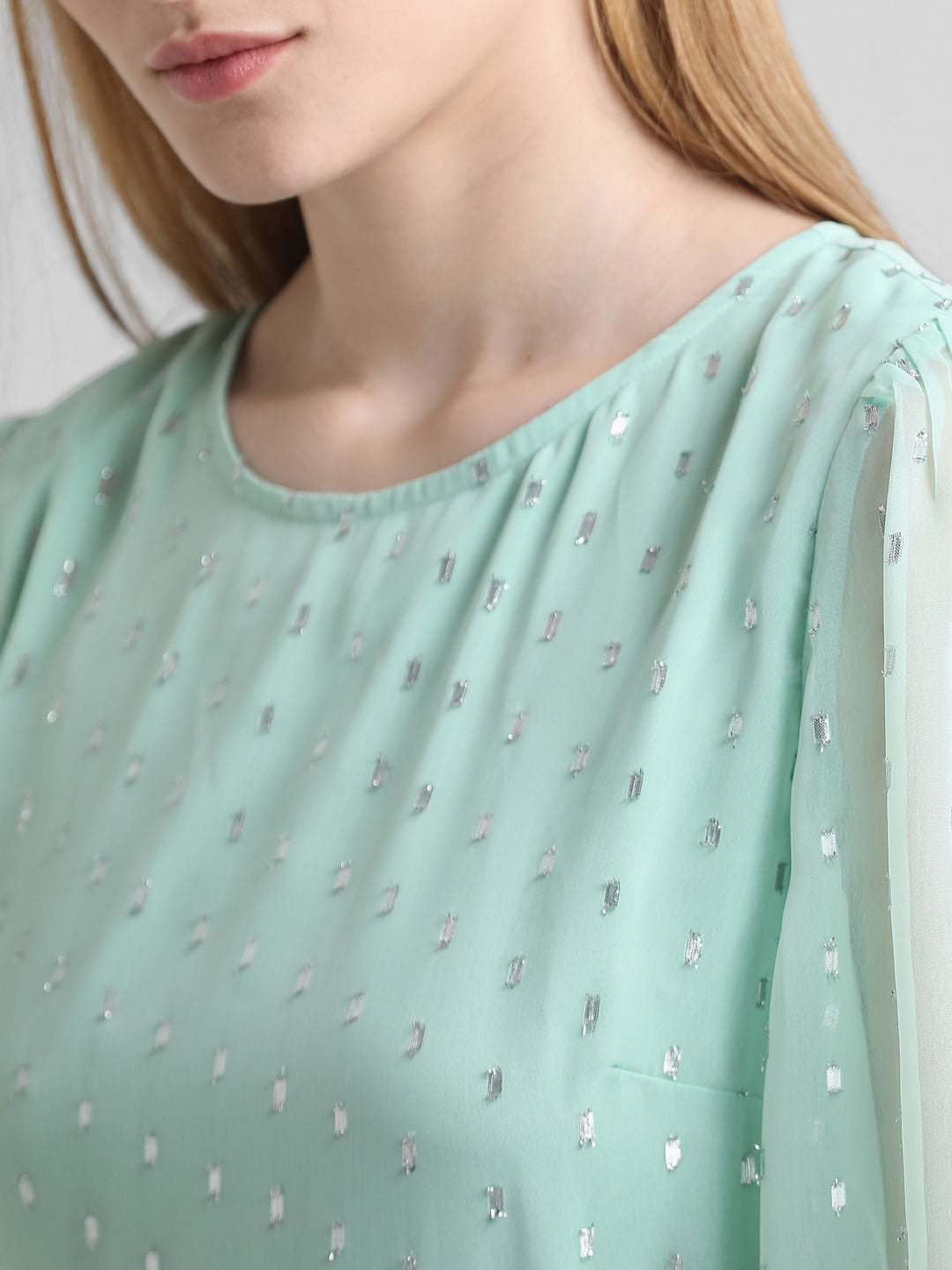 Green Shimmer Tiered Midi Dress