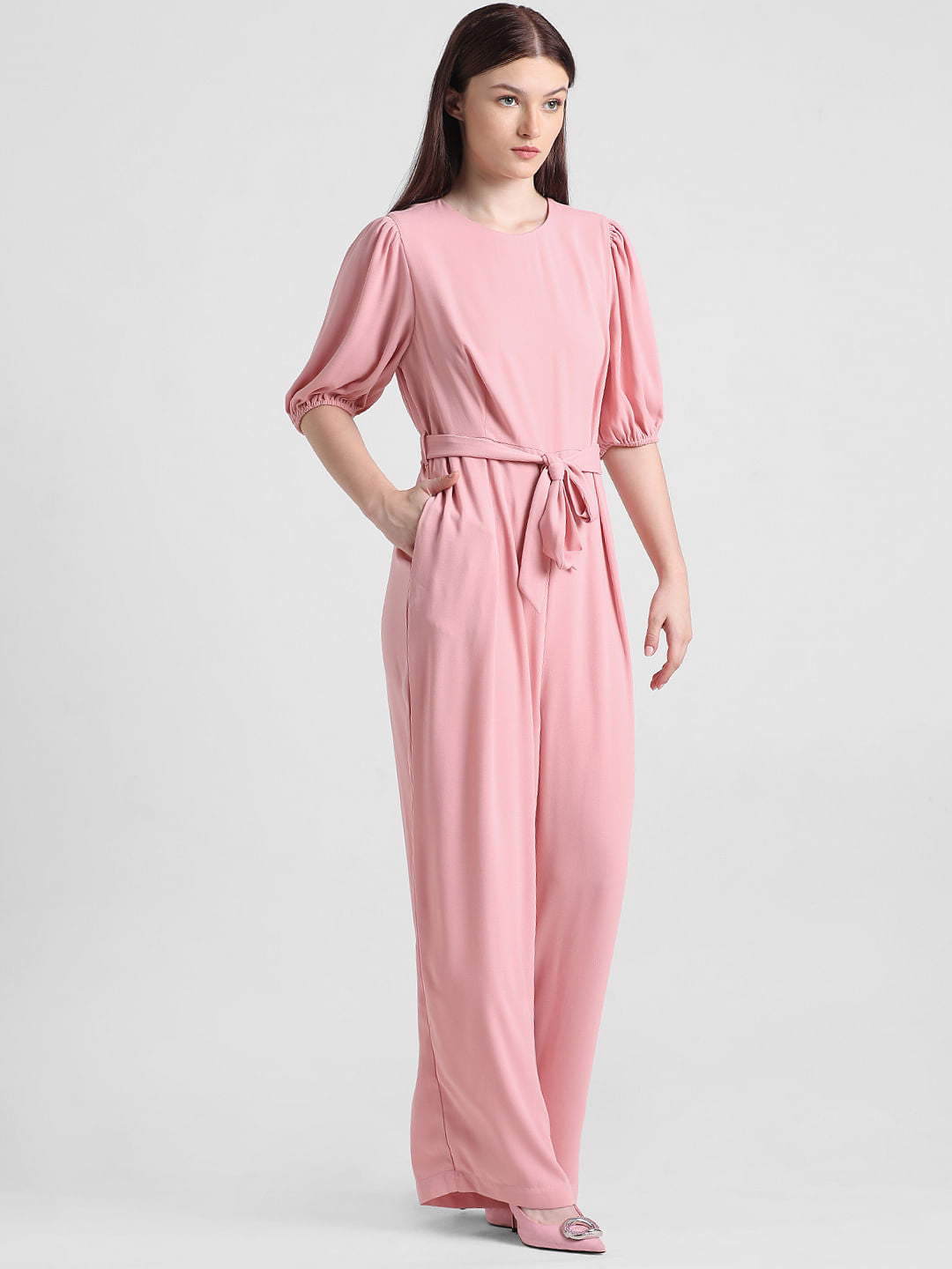 Pink Tie-Up Belt Jumpsuit