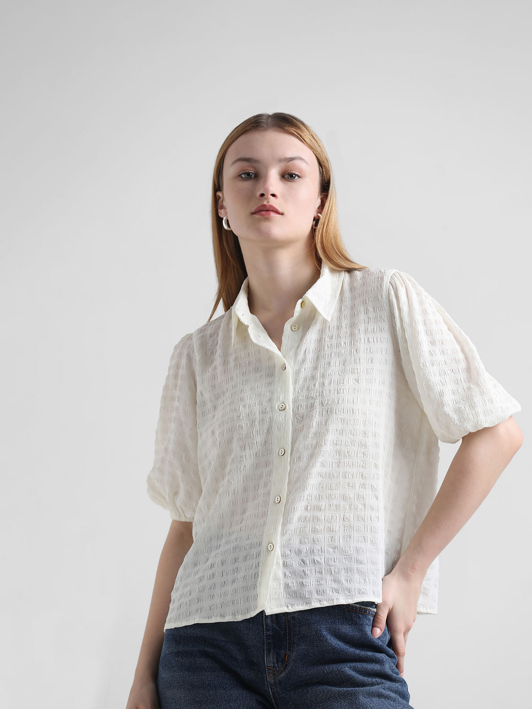 Beige Textured Shirt