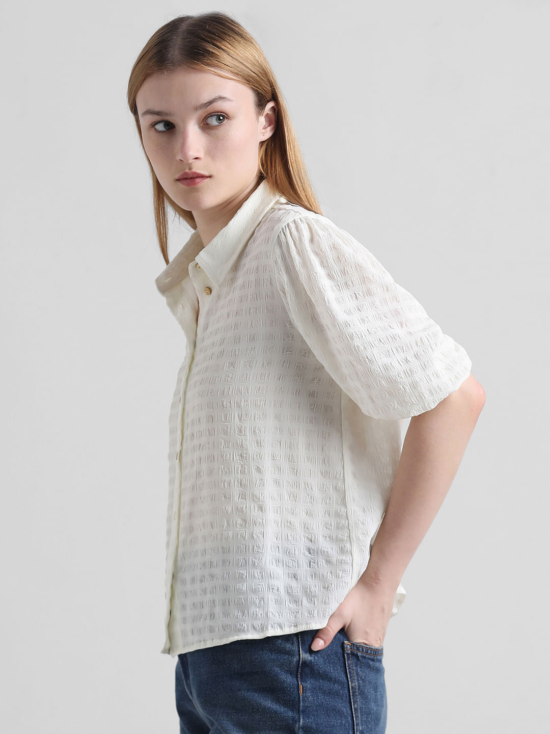 Beige Textured Shirt