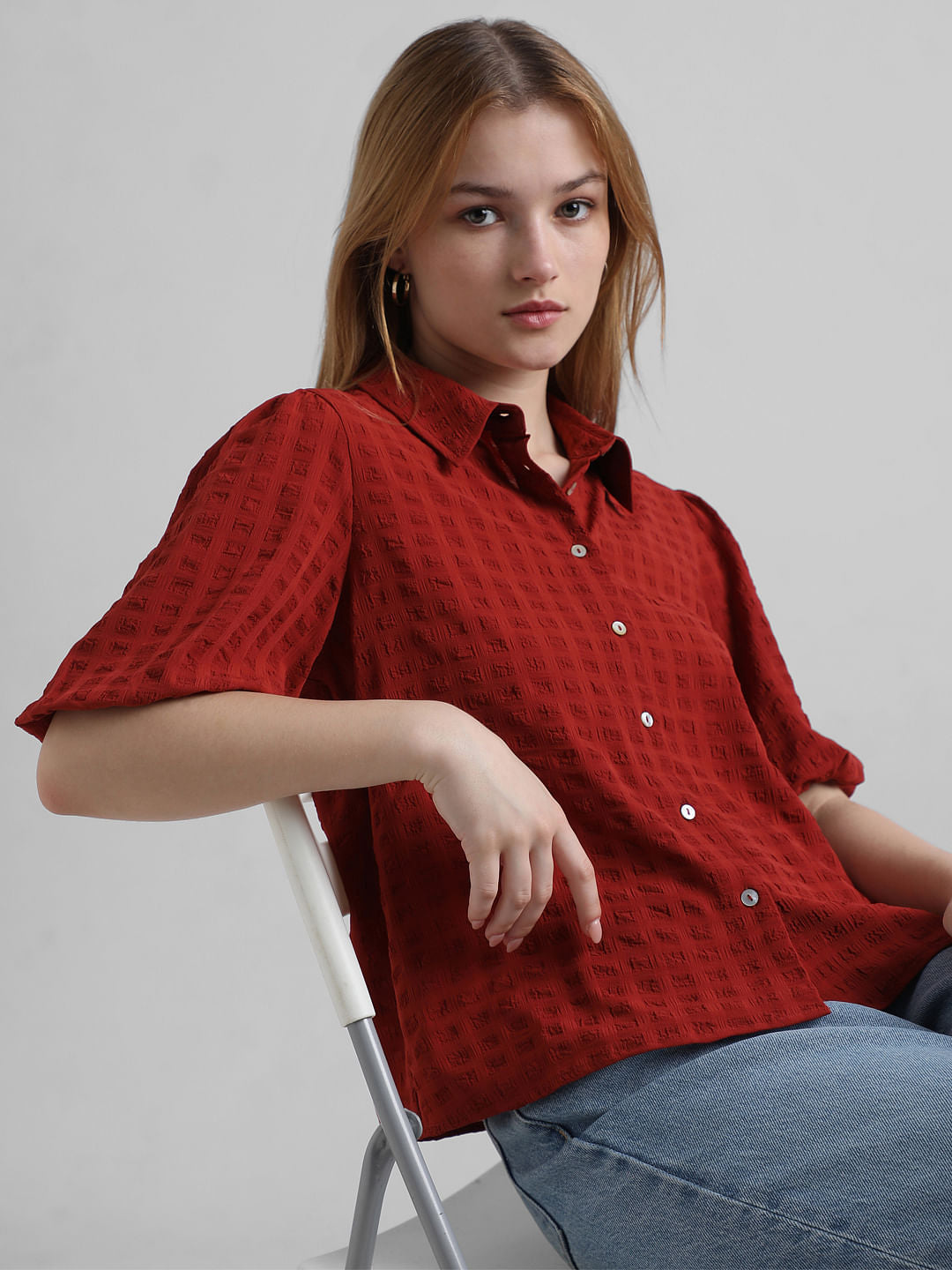 Red Textured Shirt