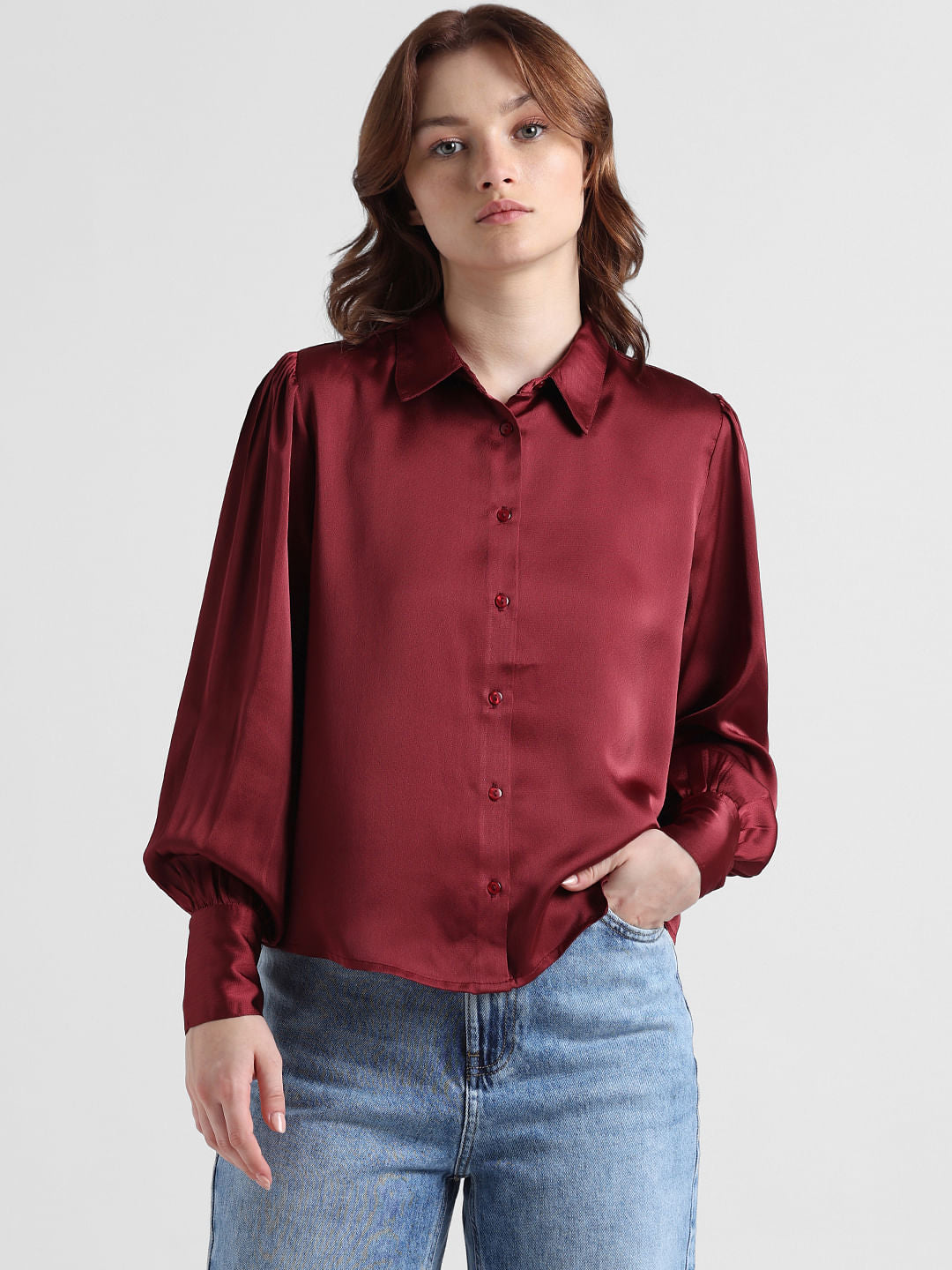 Maroon Satin Shirt