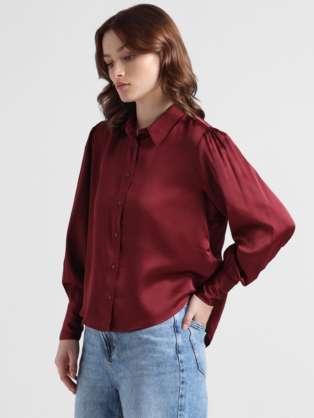 Maroon Satin Shirt