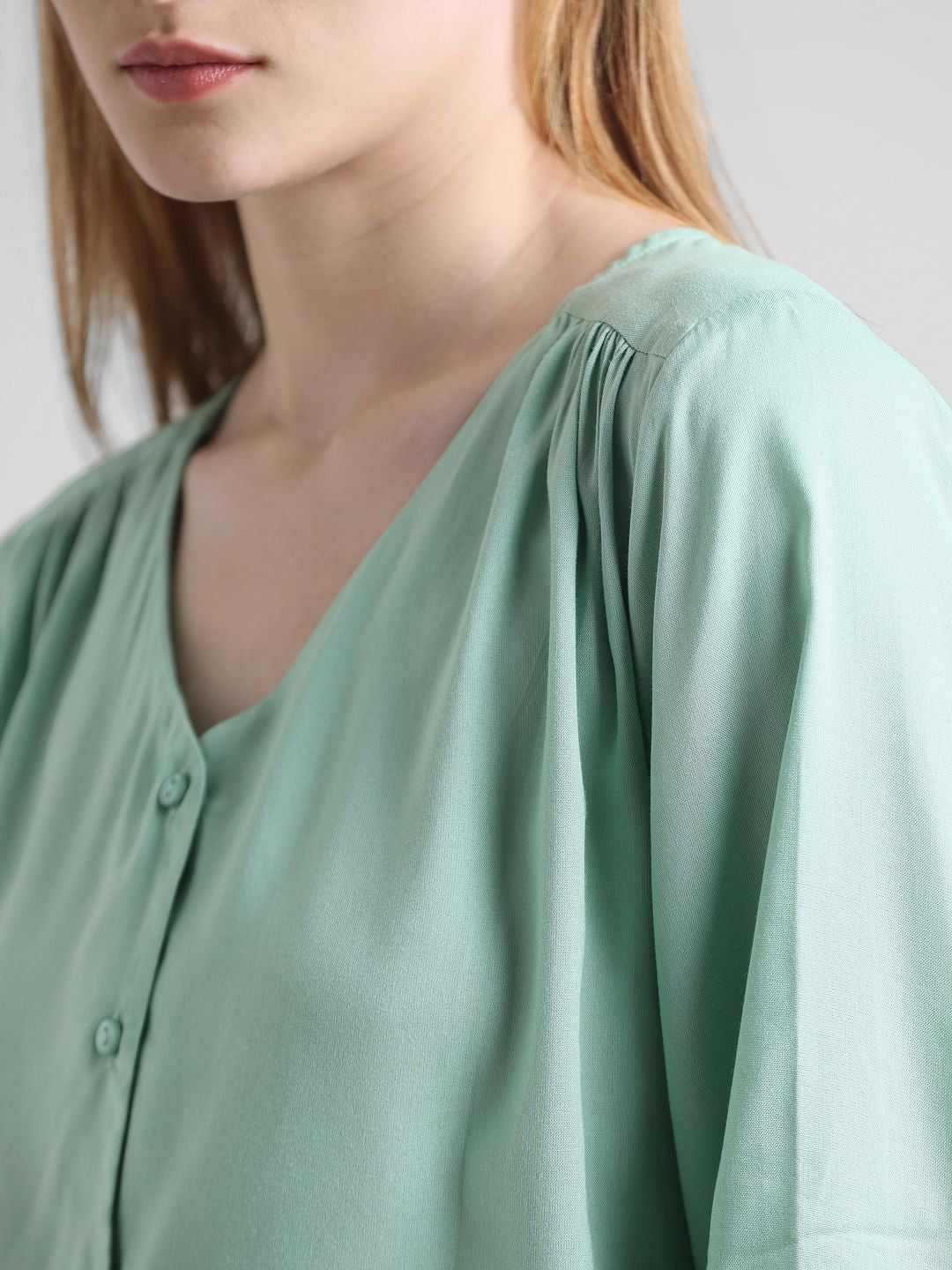 Green V-Neck Top