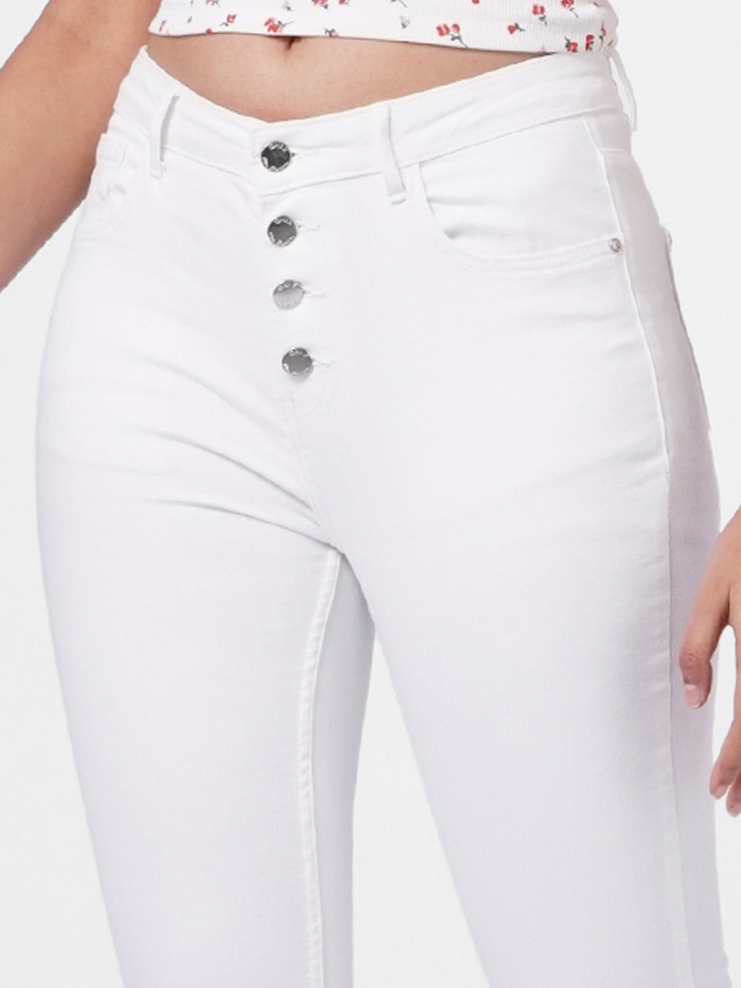 White High Rise Skinny Jeans