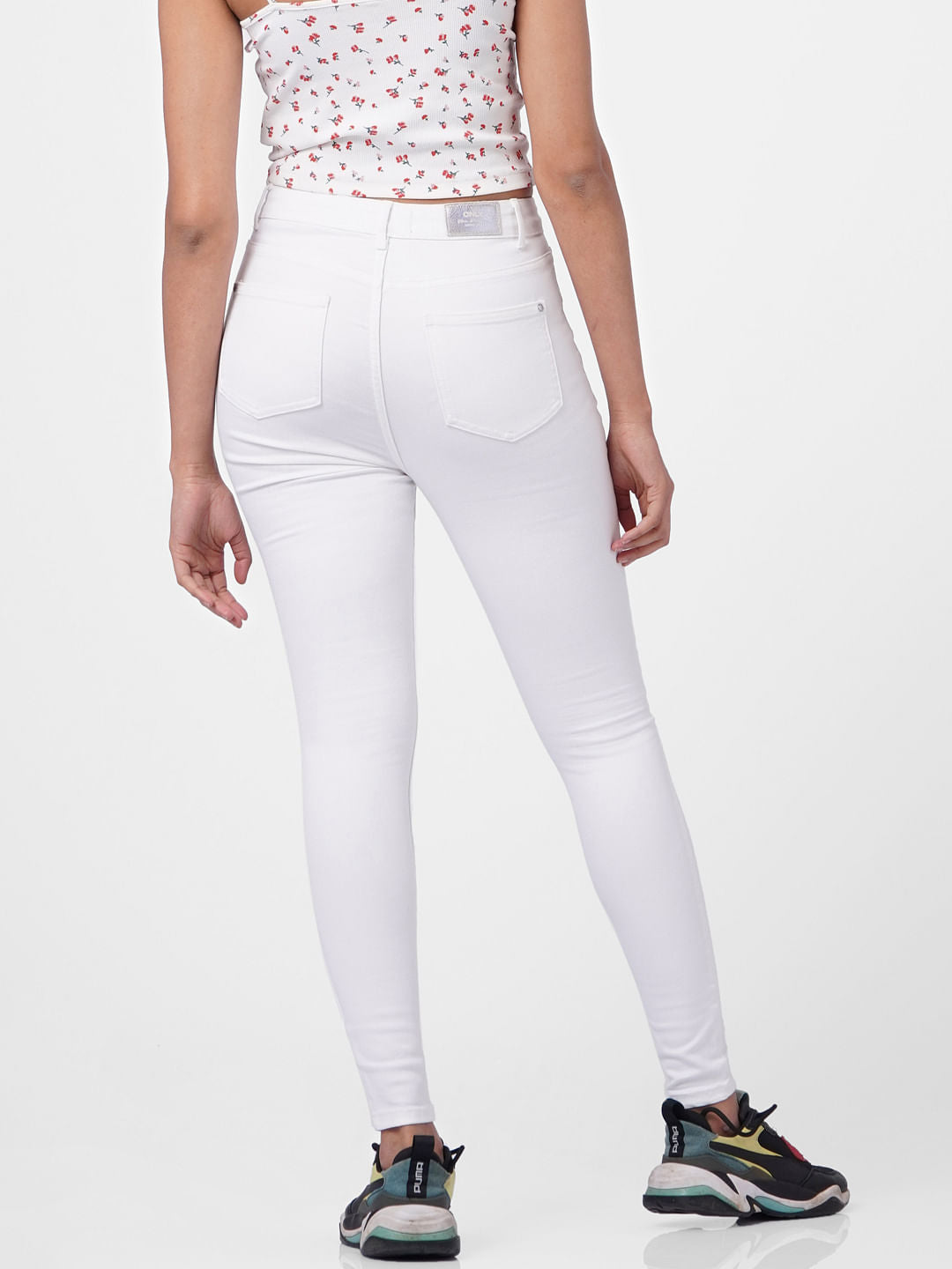 White High Rise Skinny Jeans