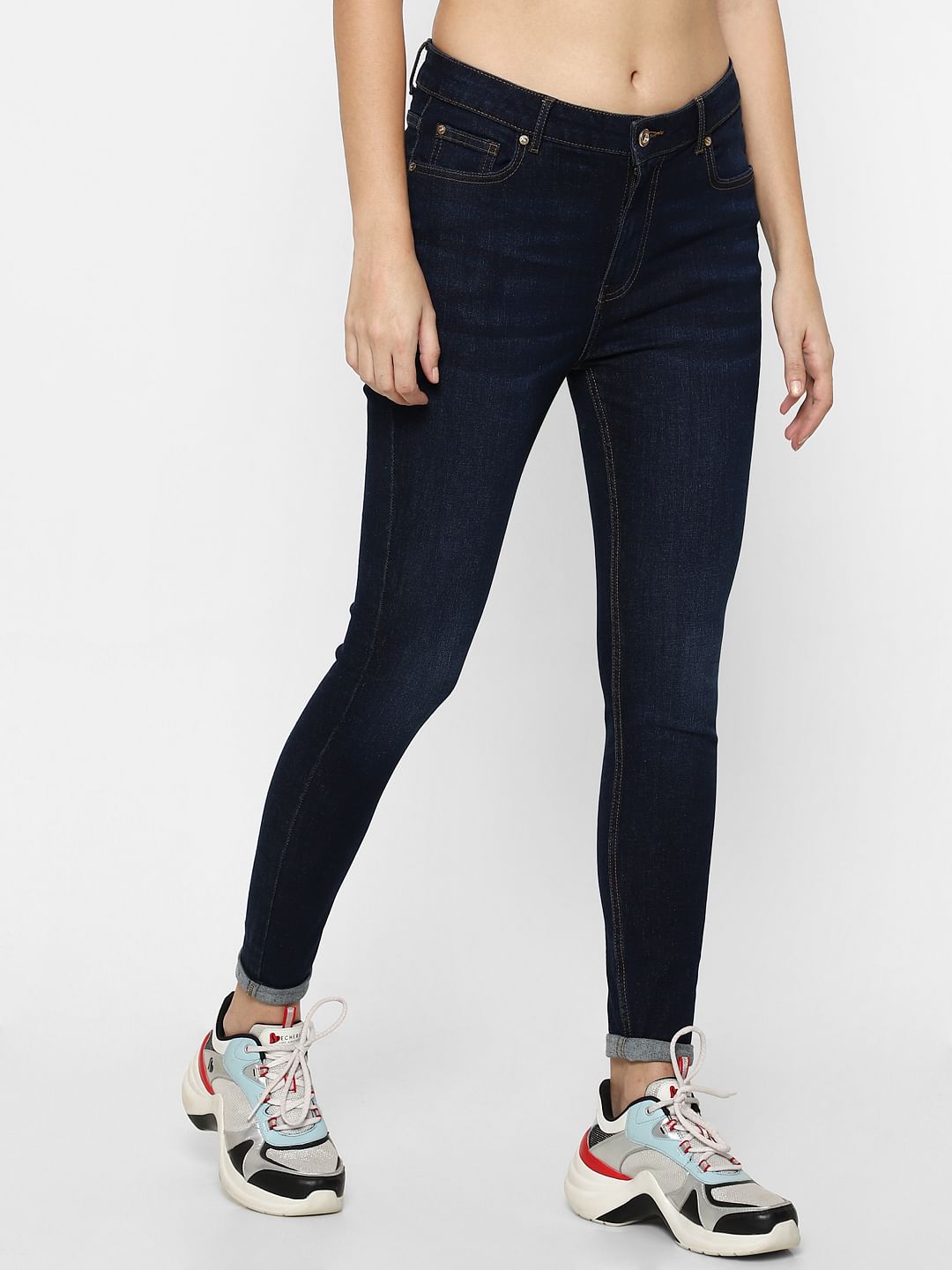 Dark Blue High Rise Regular Jeans