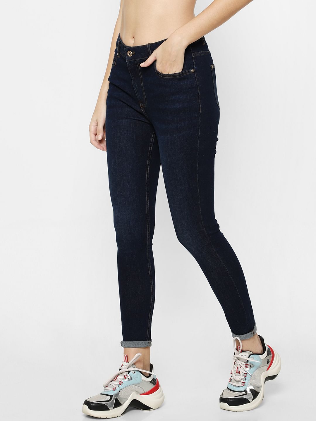 Dark Blue High Rise Regular Jeans