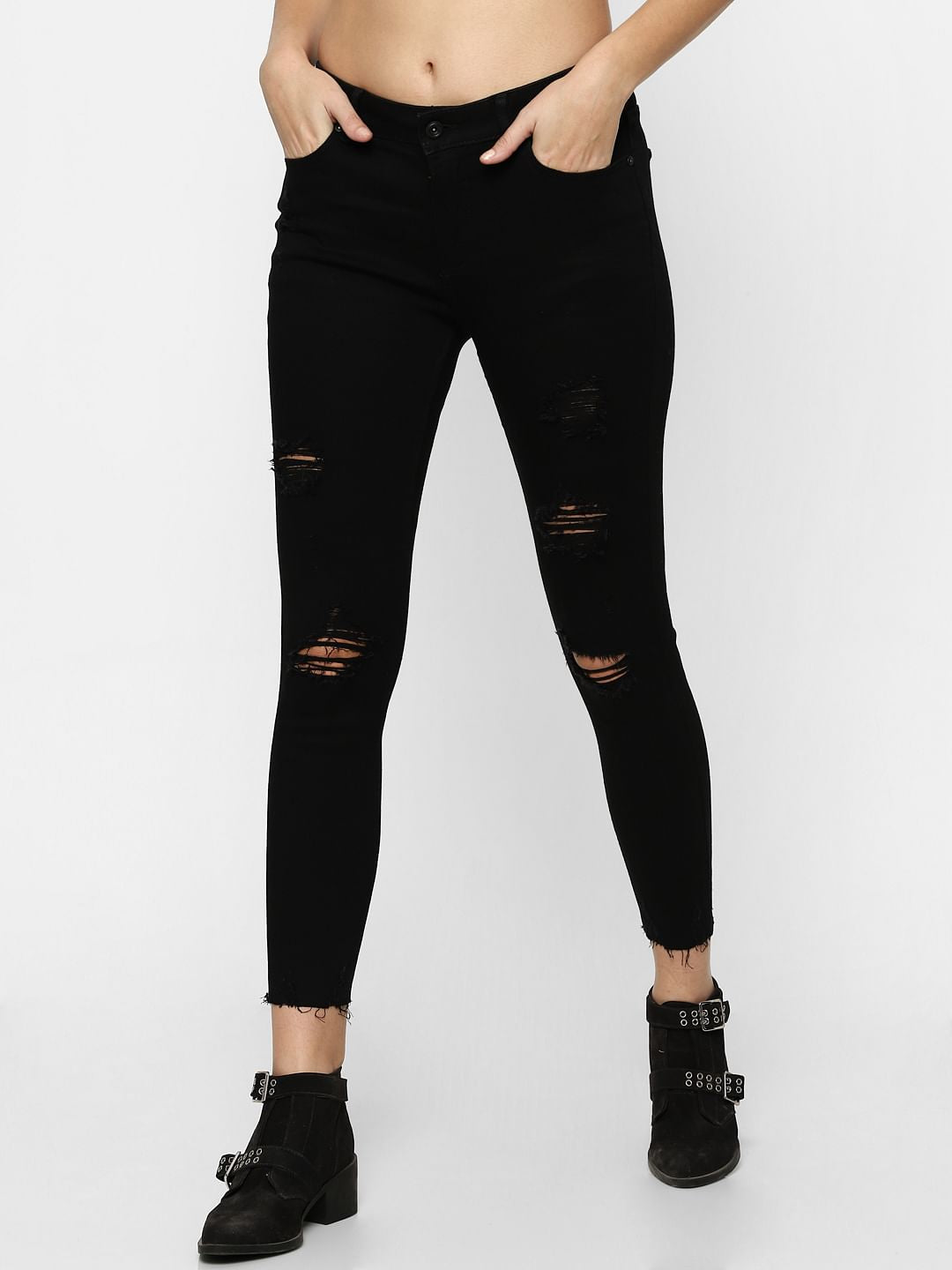 Black Distressed Skinny Jeans