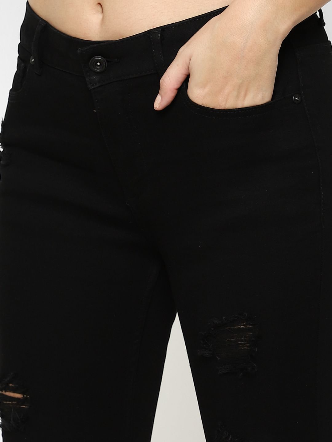 Black Distressed Skinny Jeans
