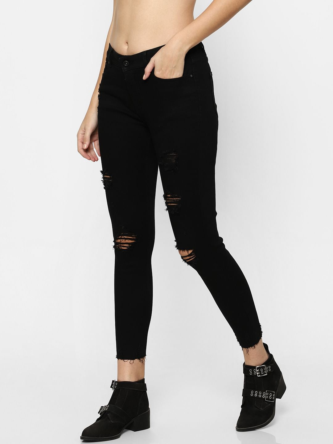 Black Distressed Skinny Jeans
