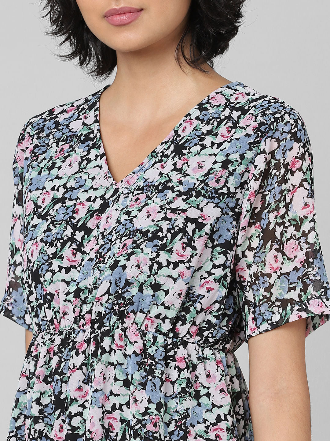 Black Floral Mini Dress