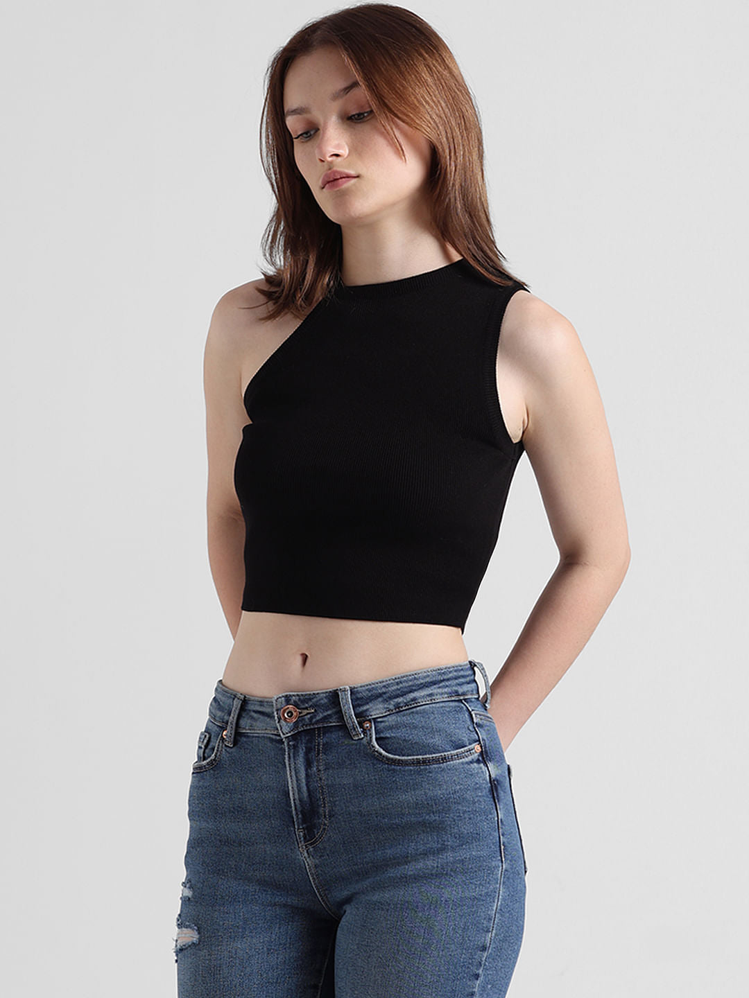 Black Ribbed Knit Top