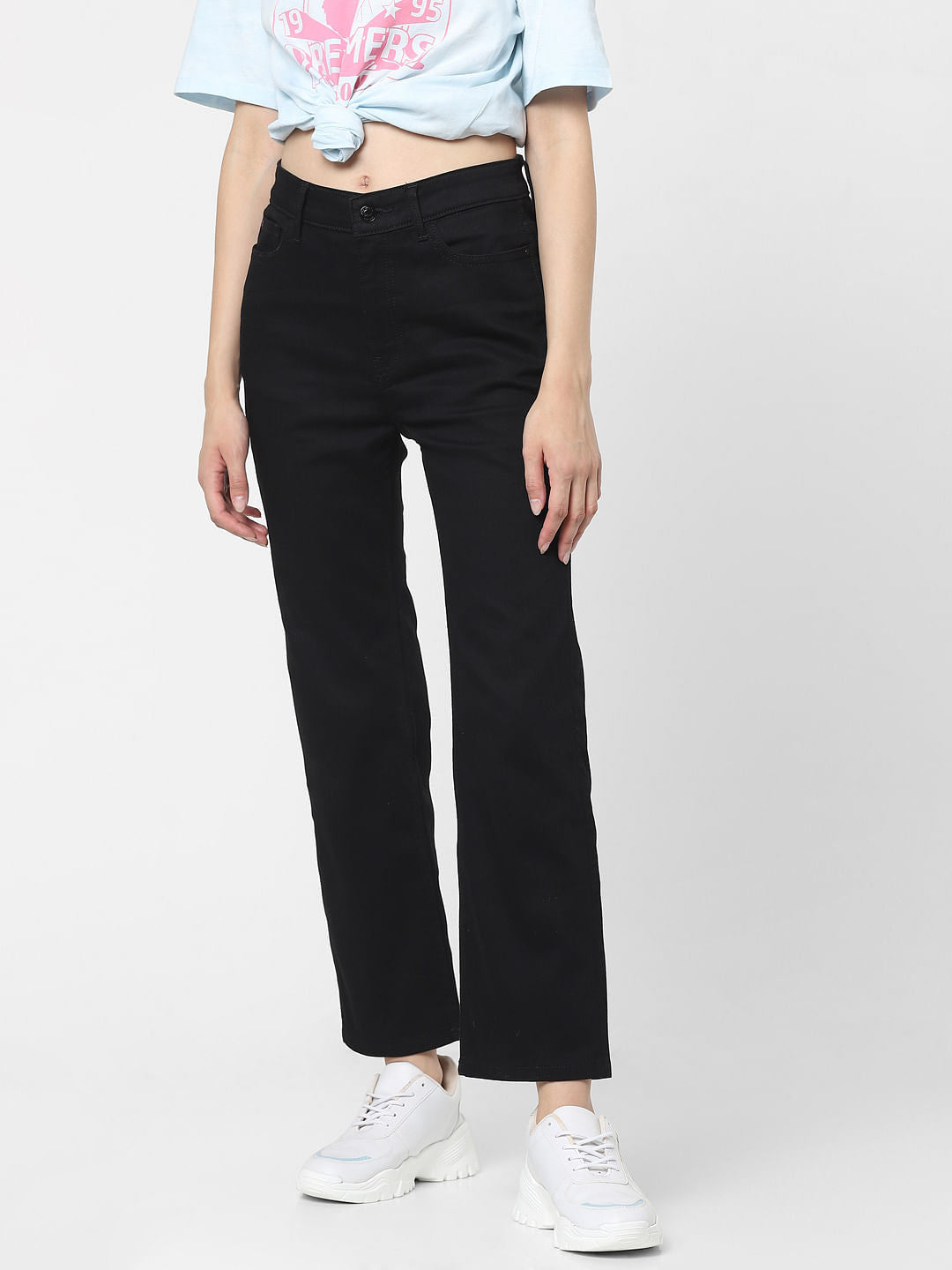 Black High Rise Flared Jeans