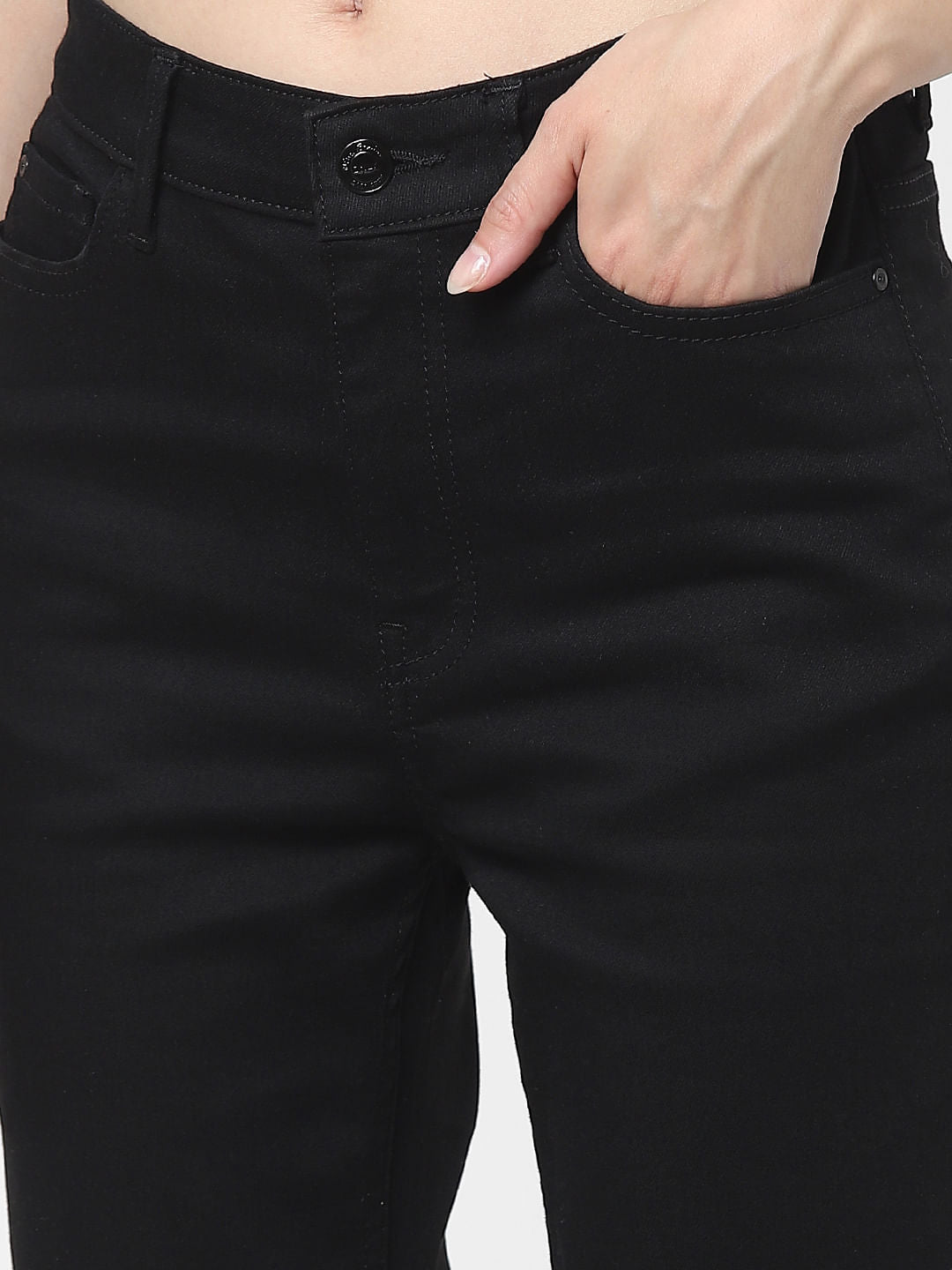 Black High Rise Flared Jeans