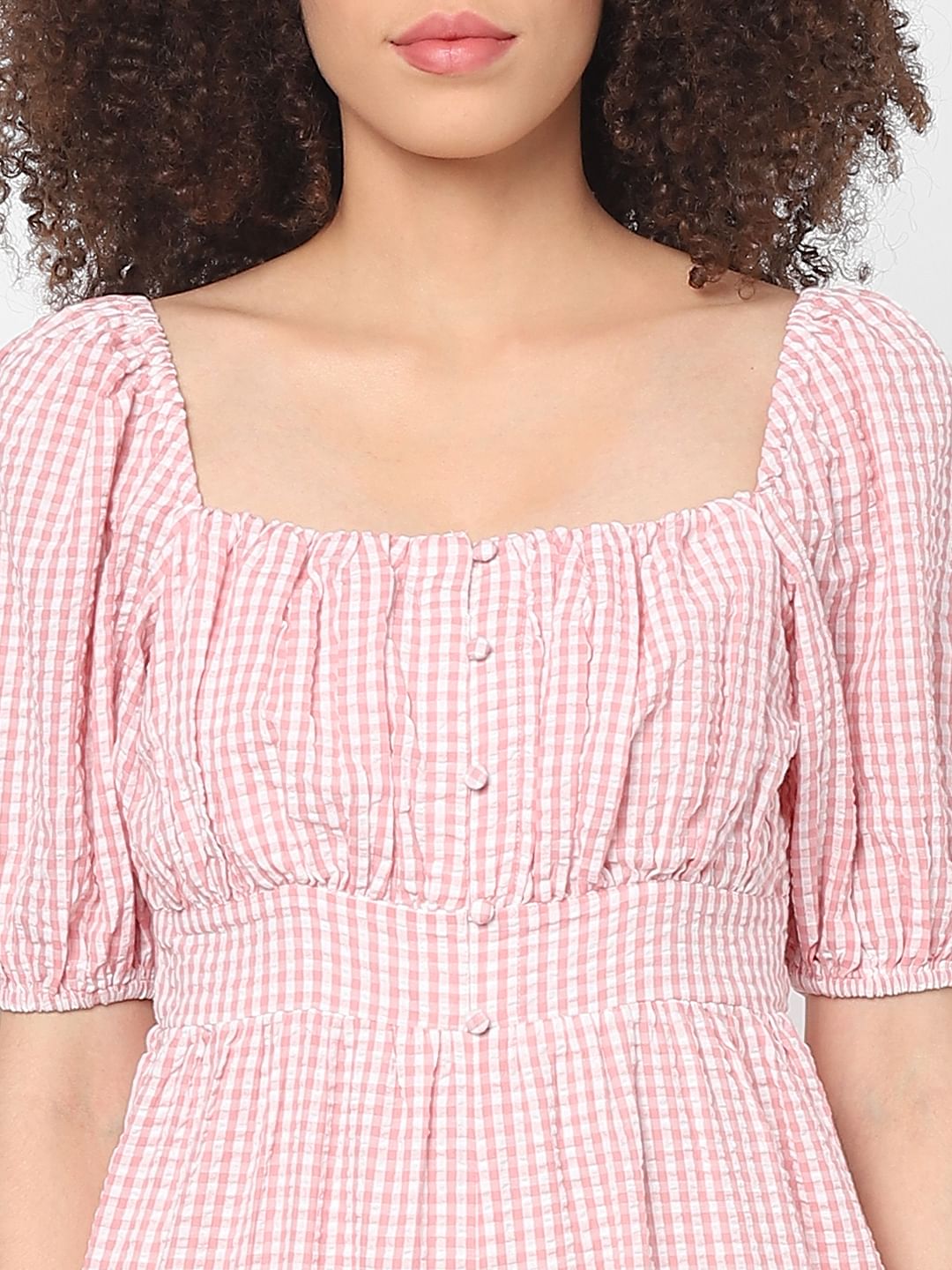 Pink Gingham Checks Jumpsuit