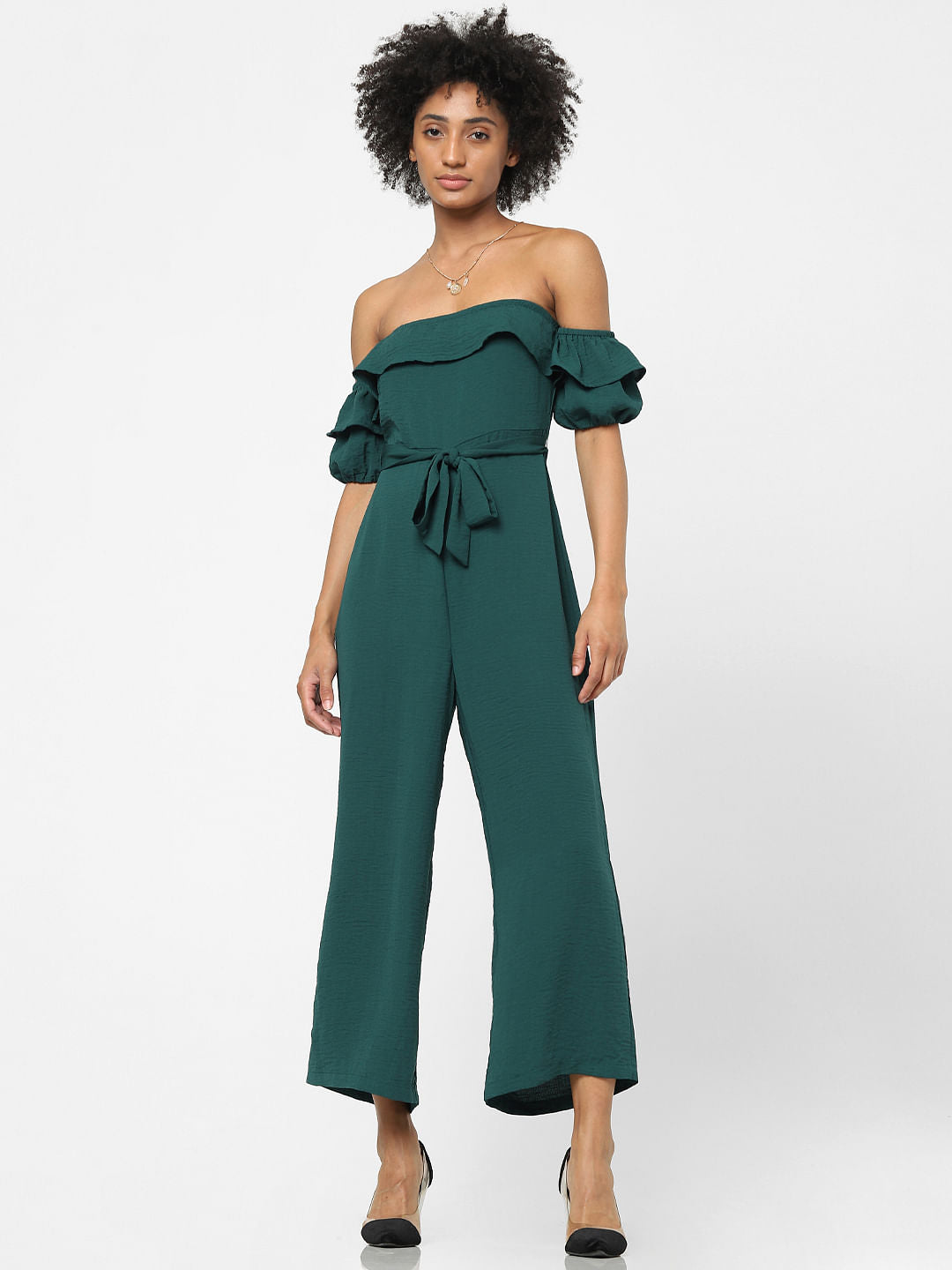 Green Off-Shoulder Jumpsuit