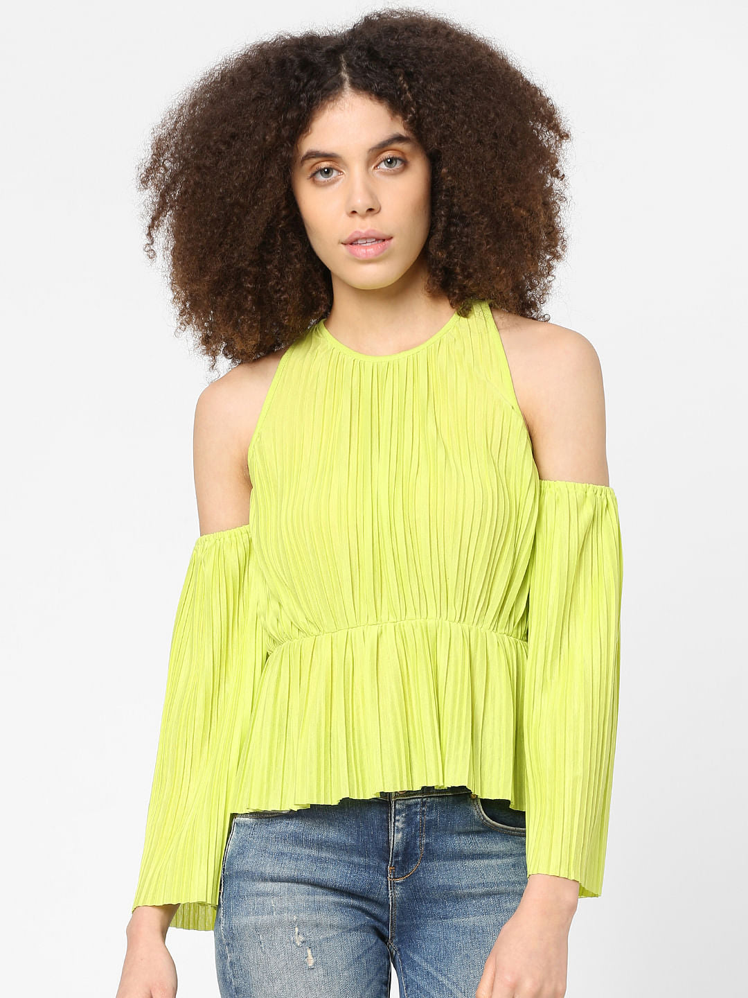 Green Plisse Top