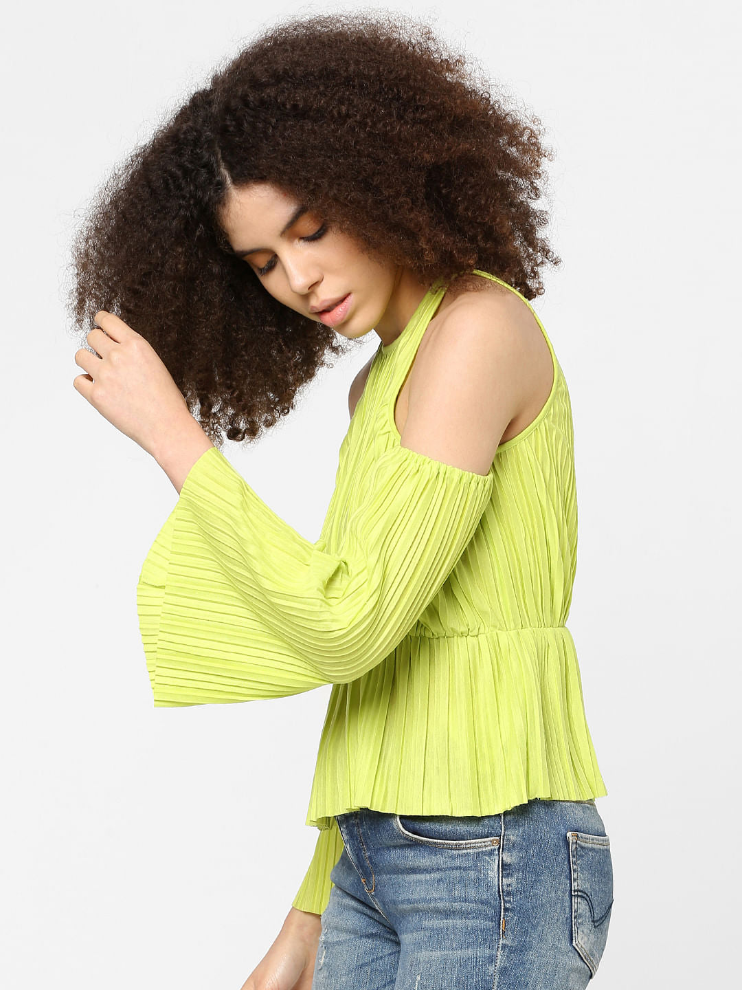 Green Plisse Top