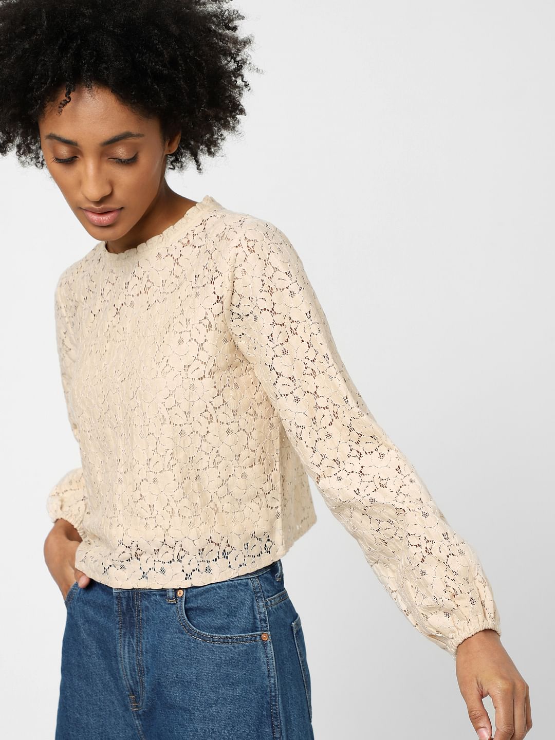 Beige Lace Top