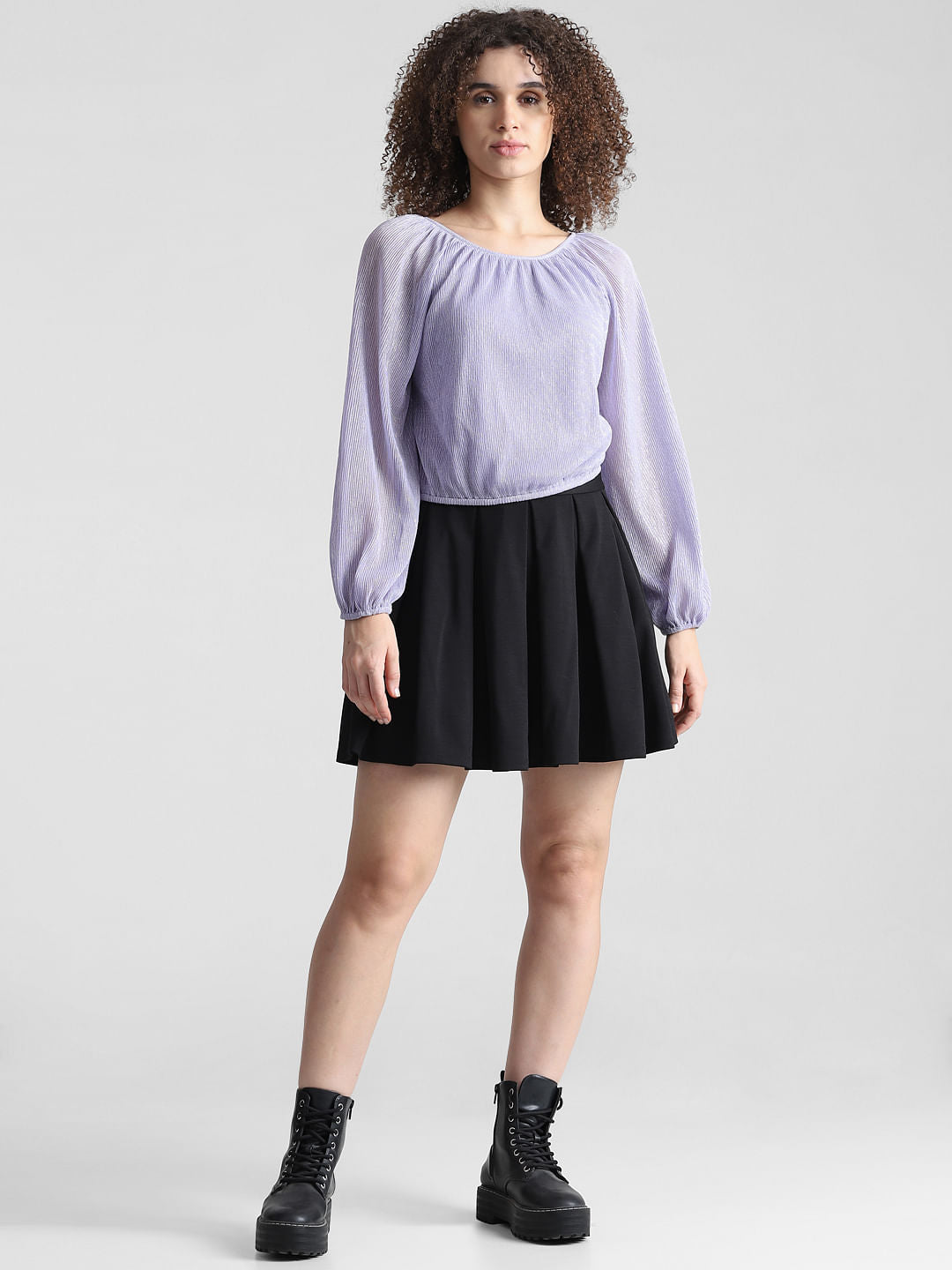 Lilac Shimmer Pleated Top