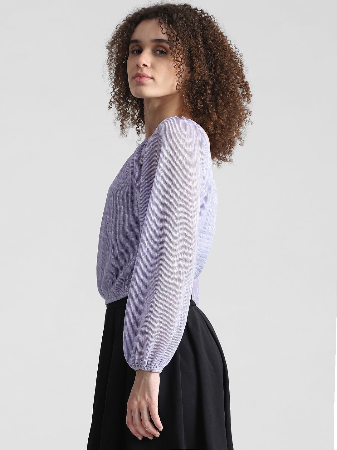 Lilac Shimmer Pleated Top