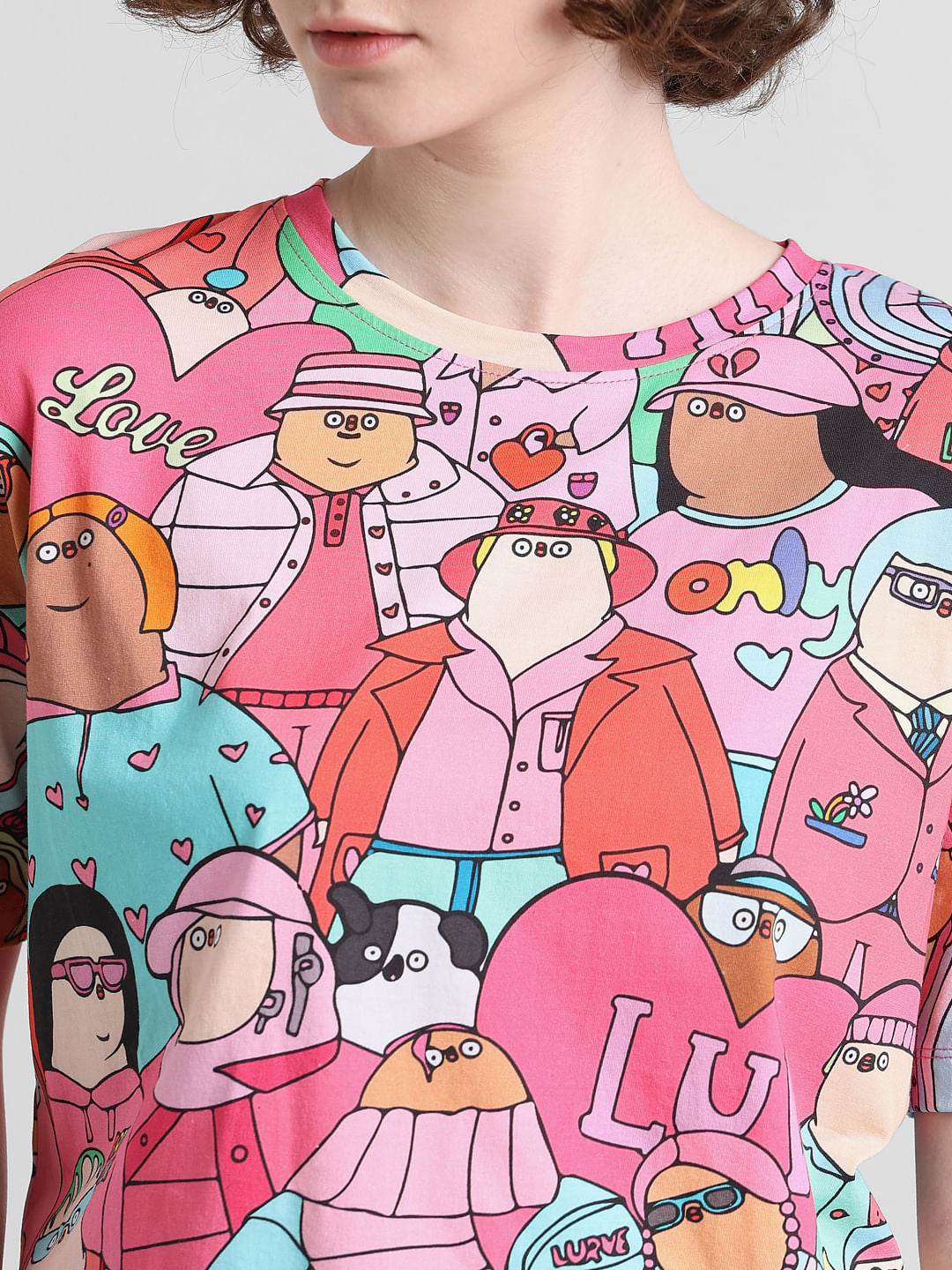 Flabjacks Pink Printed Cotton T-Shirt