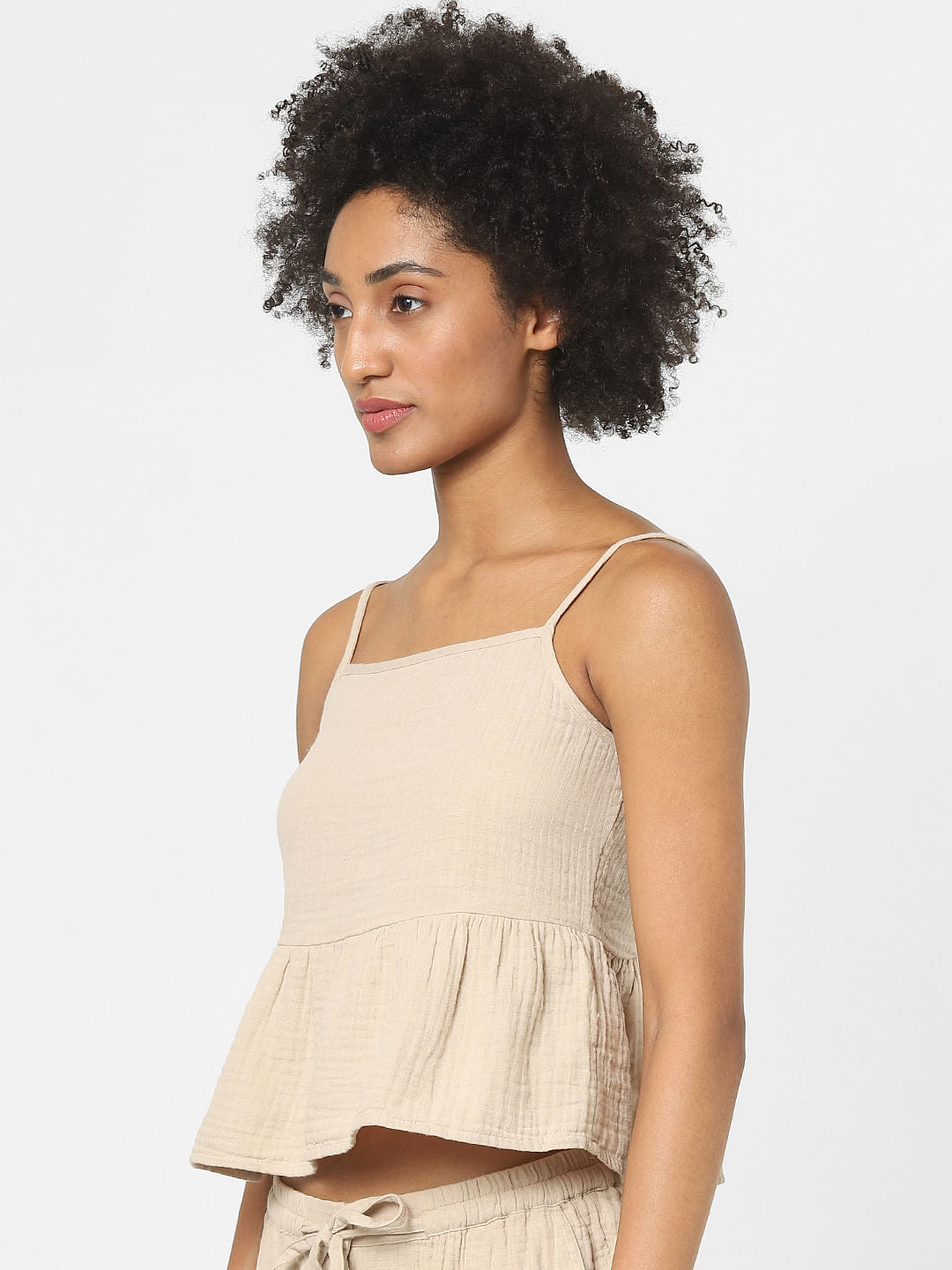 Beige Textured Co-Ord Top