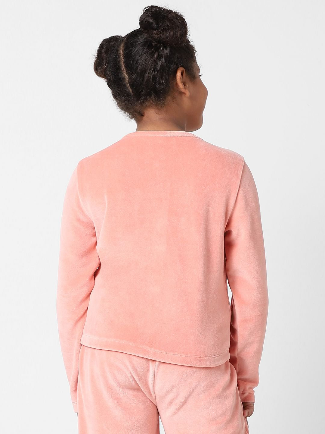 Girls Pink Velvet Co-Ord Cardigan