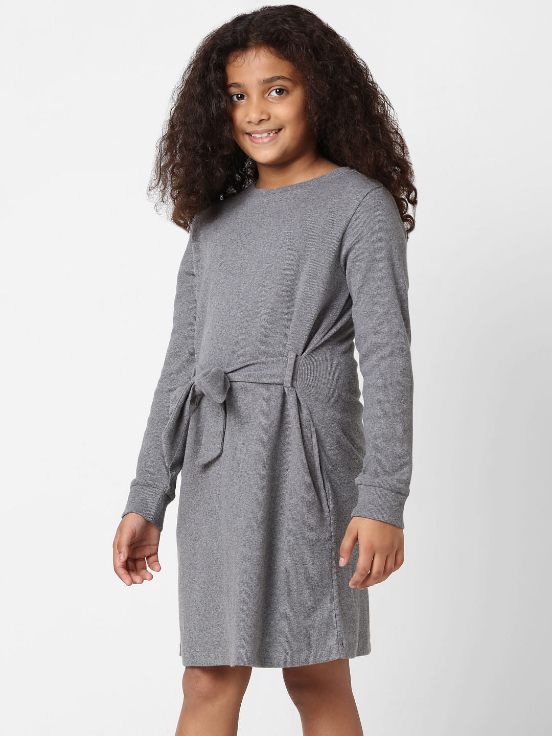 Girls Grey Lurex Shift Dress