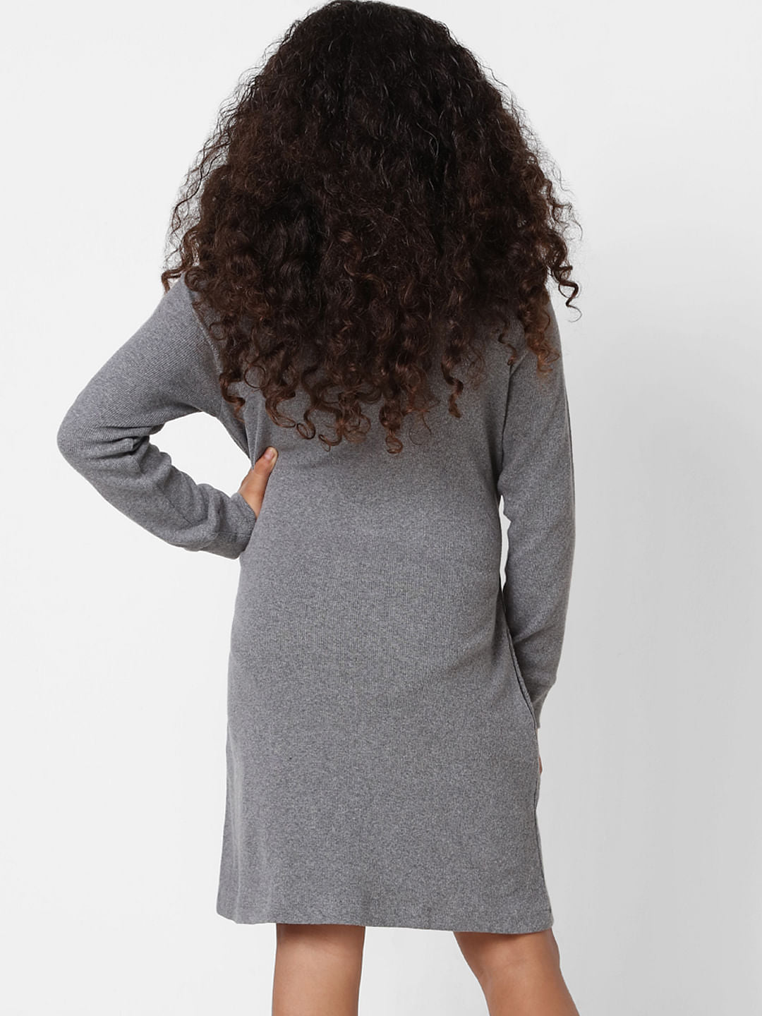 Girls Grey Lurex Shift Dress