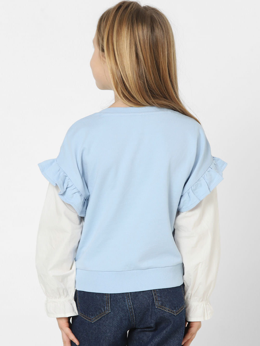 Girls Blue Foil Text Print Sweatshirt