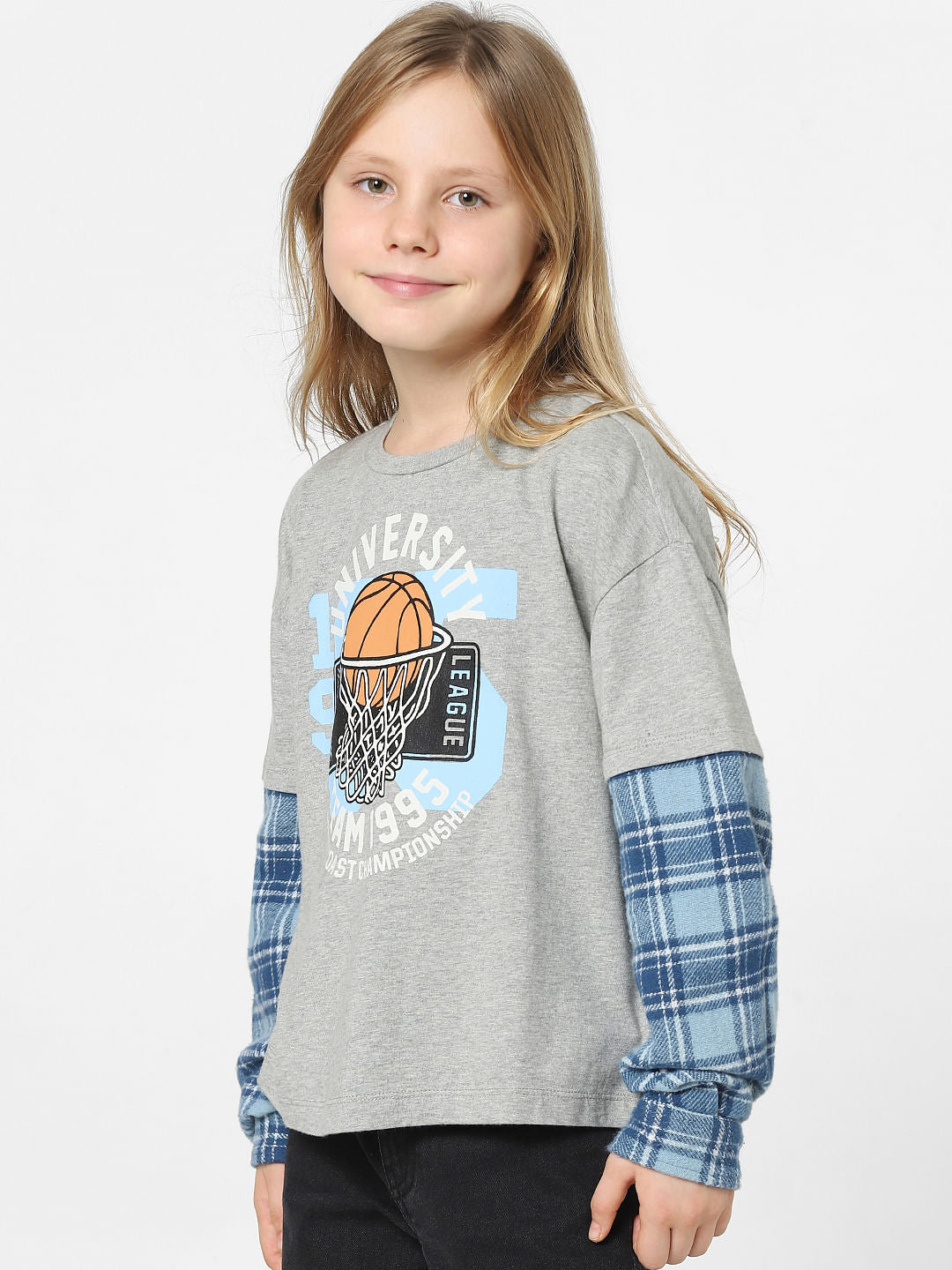 Girls Grey Varsity Print Sweatshirt