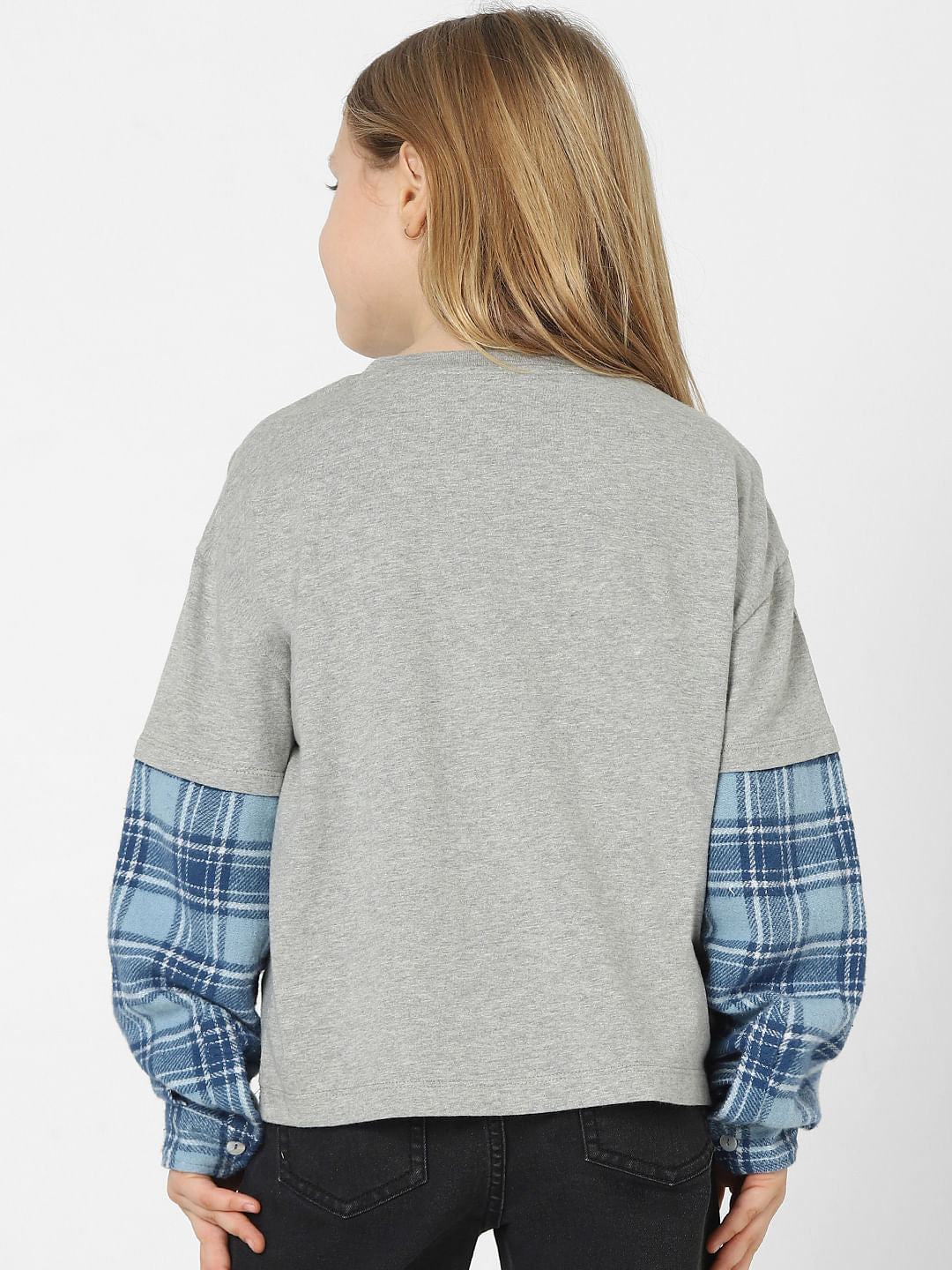 Girls Grey Varsity Print Sweatshirt