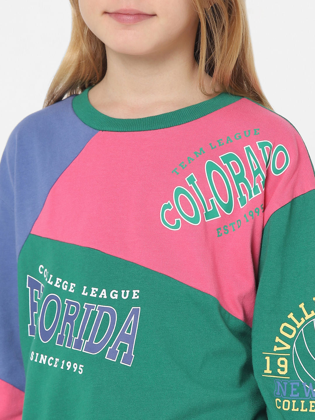 Green Colourblocked Sweatshirt